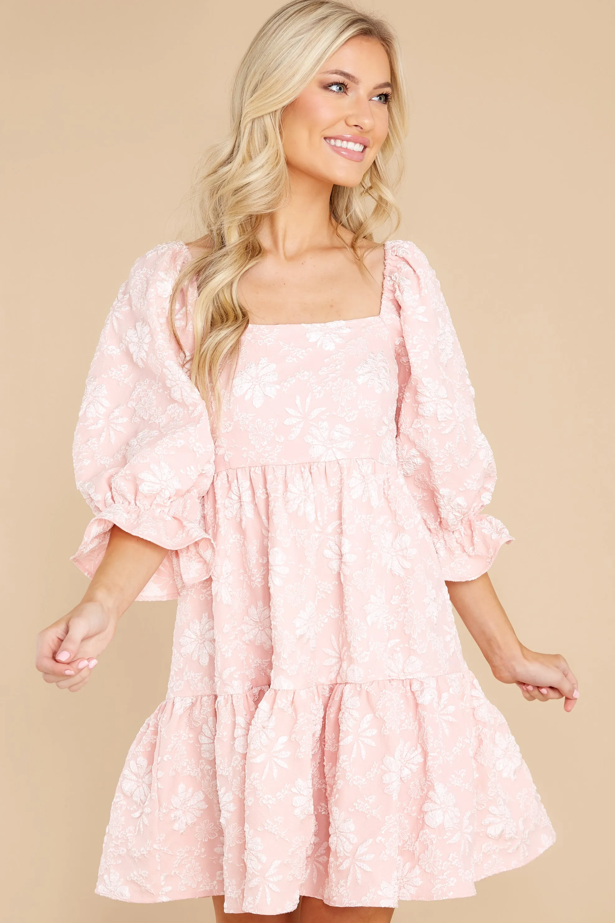 Little Daisy Peach Floral Print Dress