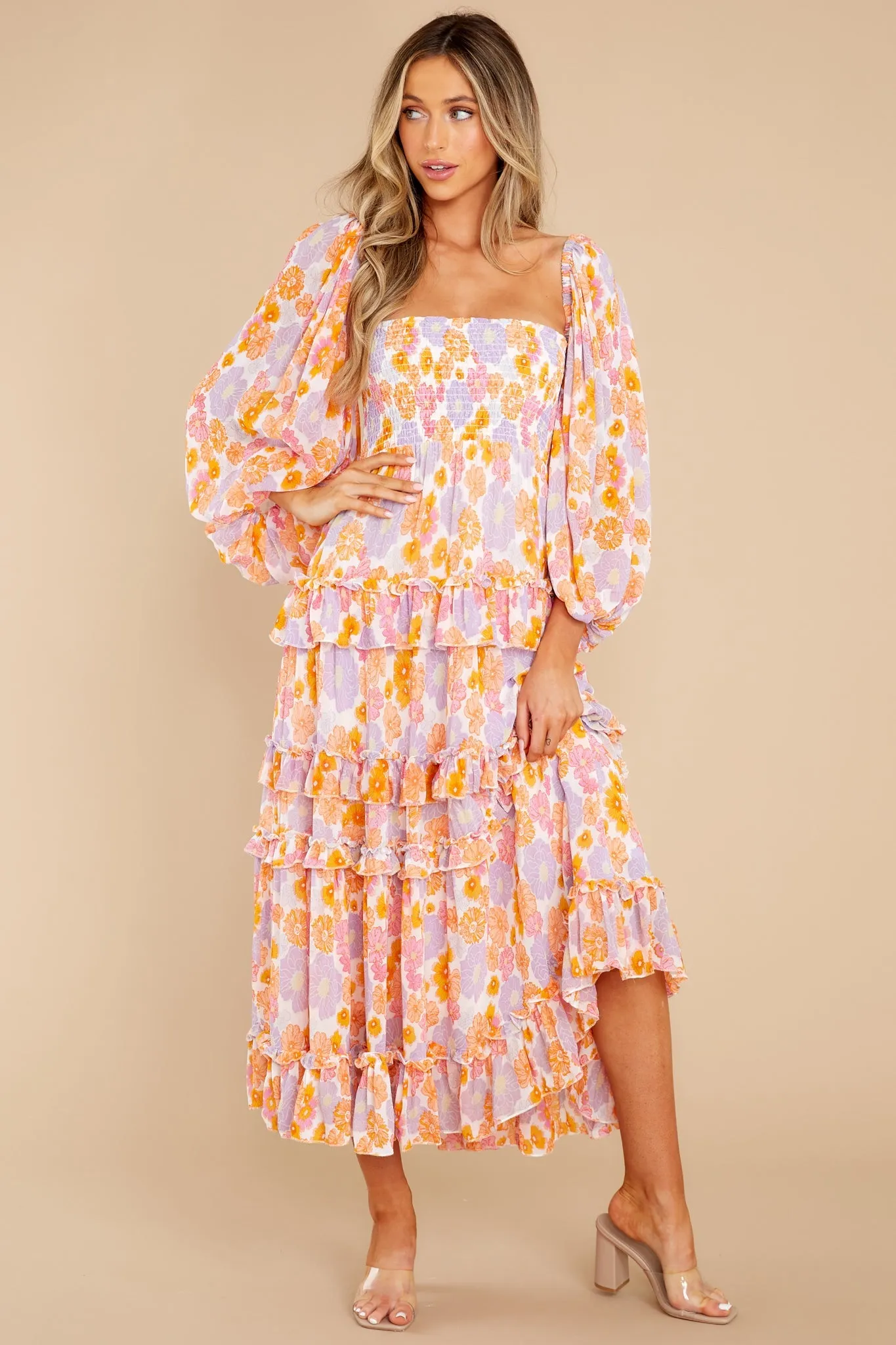 Lourdes Digital Flowers Long Dress