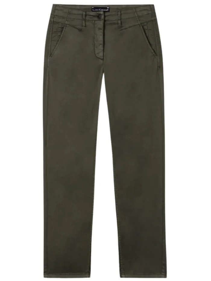 Luisa Cerano Chino Cotton Trouser In Bamboo 688549 1883 Col 361