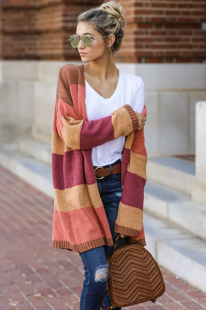 Make Your Mind Up Orange Multi Stripe Cardigan