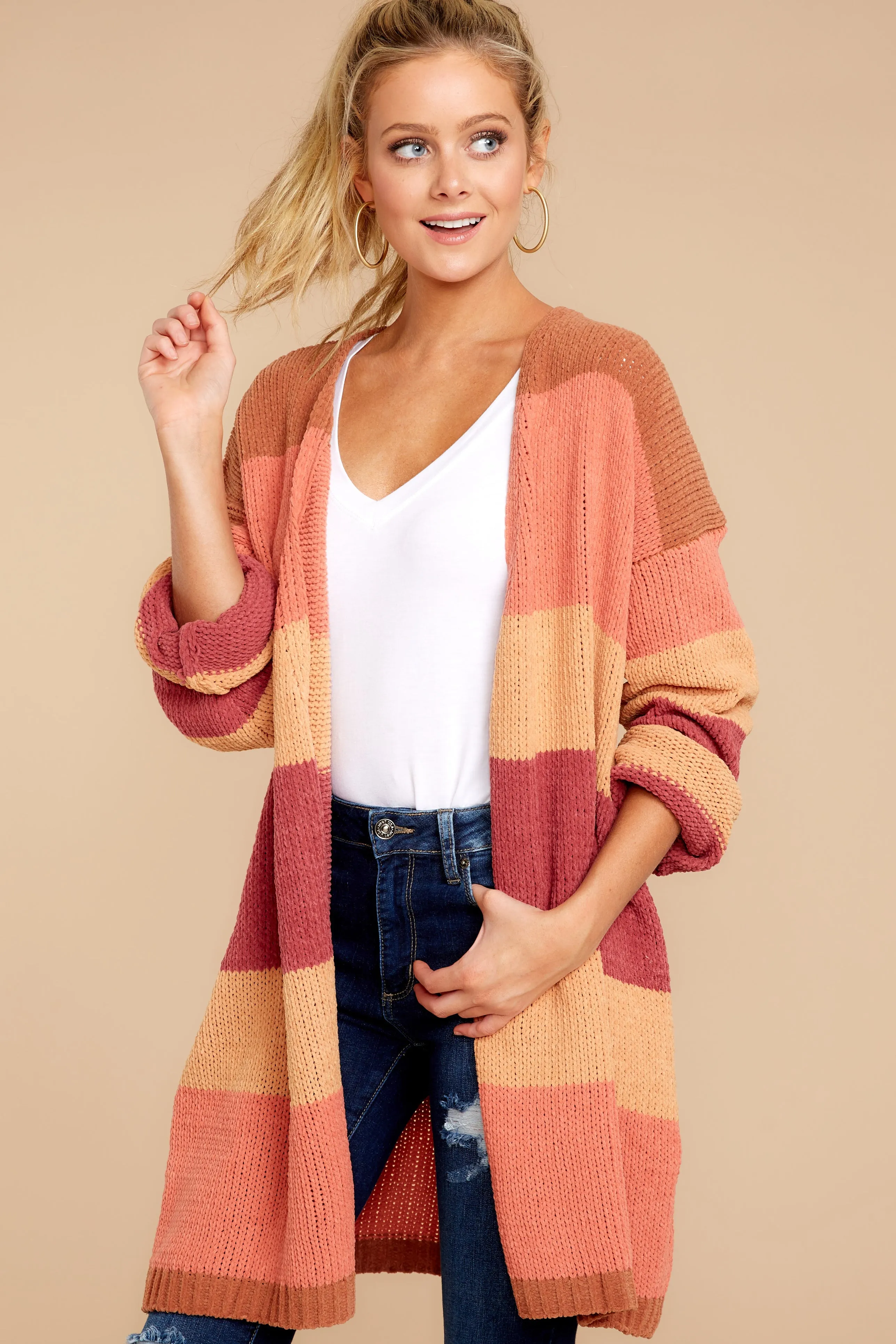 Make Your Mind Up Orange Multi Stripe Cardigan