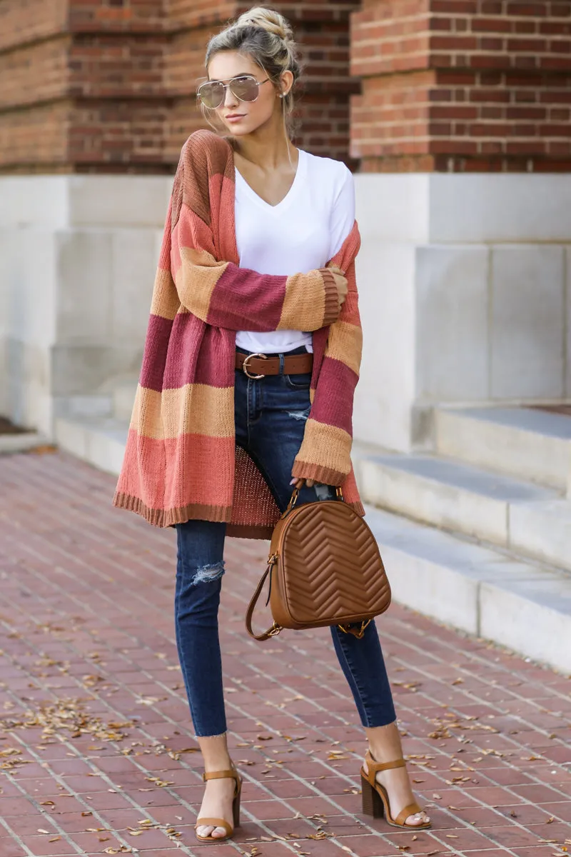 Make Your Mind Up Orange Multi Stripe Cardigan