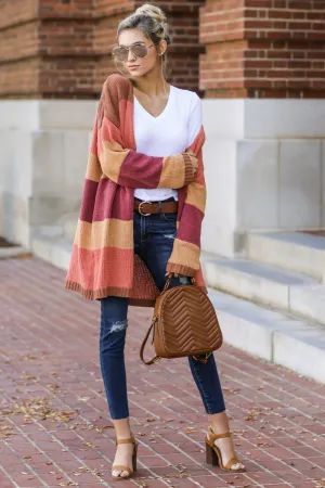 Make Your Mind Up Orange Multi Stripe Cardigan