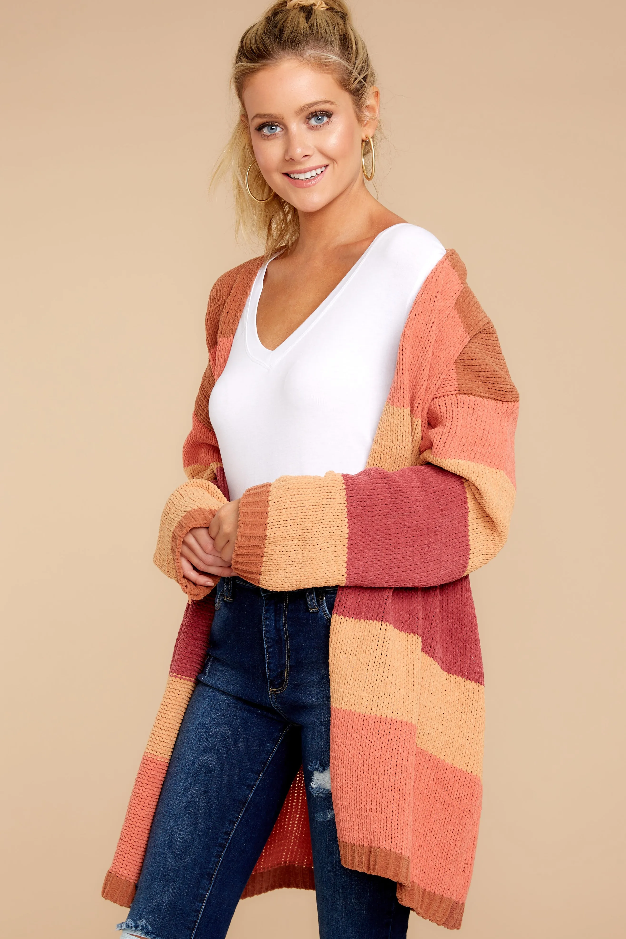 Make Your Mind Up Orange Multi Stripe Cardigan