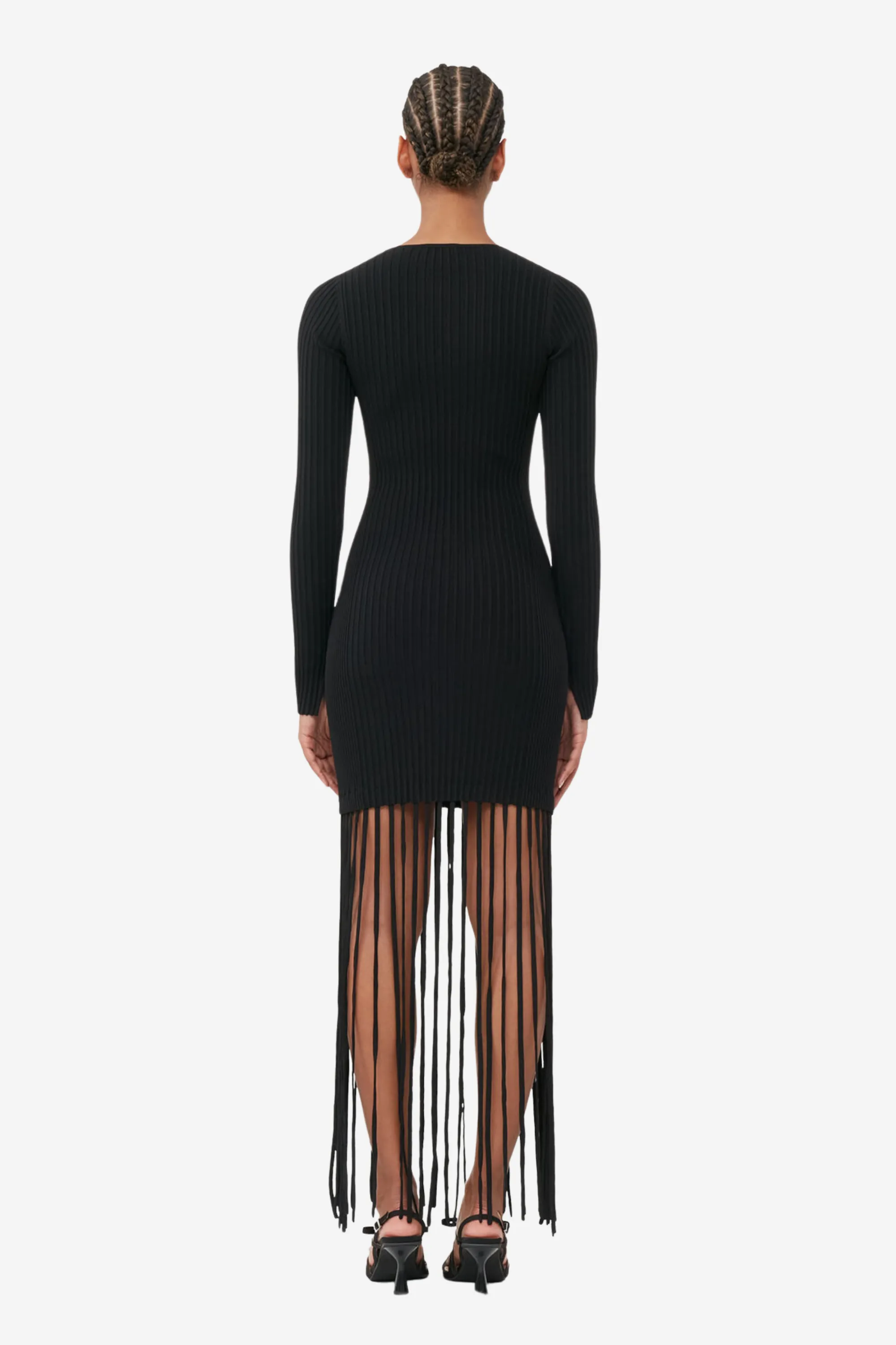 Melange Knit Fringe Mini Dress