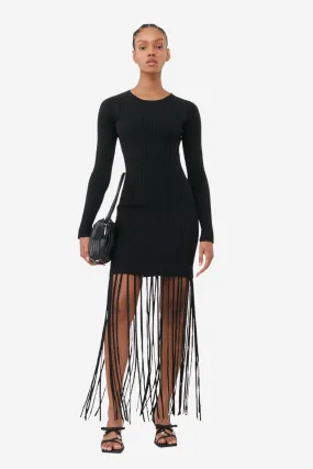 Melange Knit Fringe Mini Dress