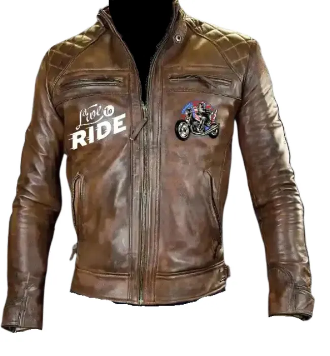 Men's Classic American Choppers Vintage Motorcycle Leather Jacket