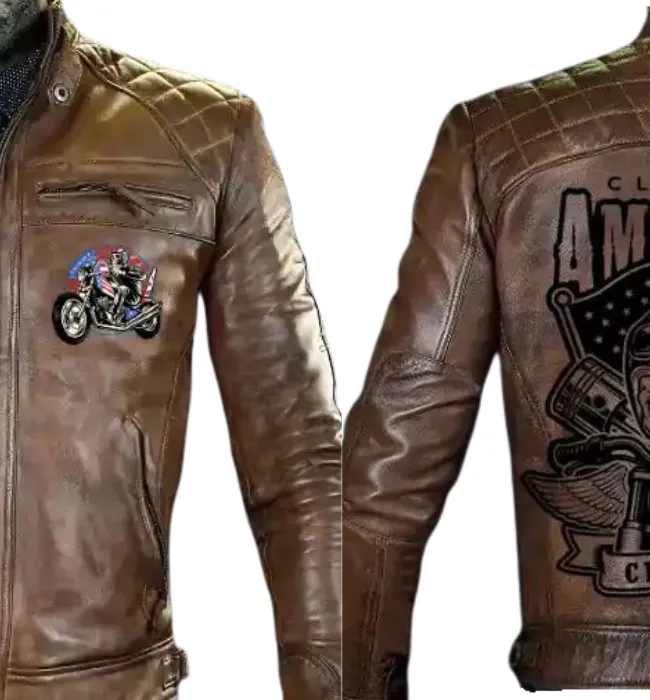 Men's Classic American Choppers Vintage Motorcycle Leather Jacket