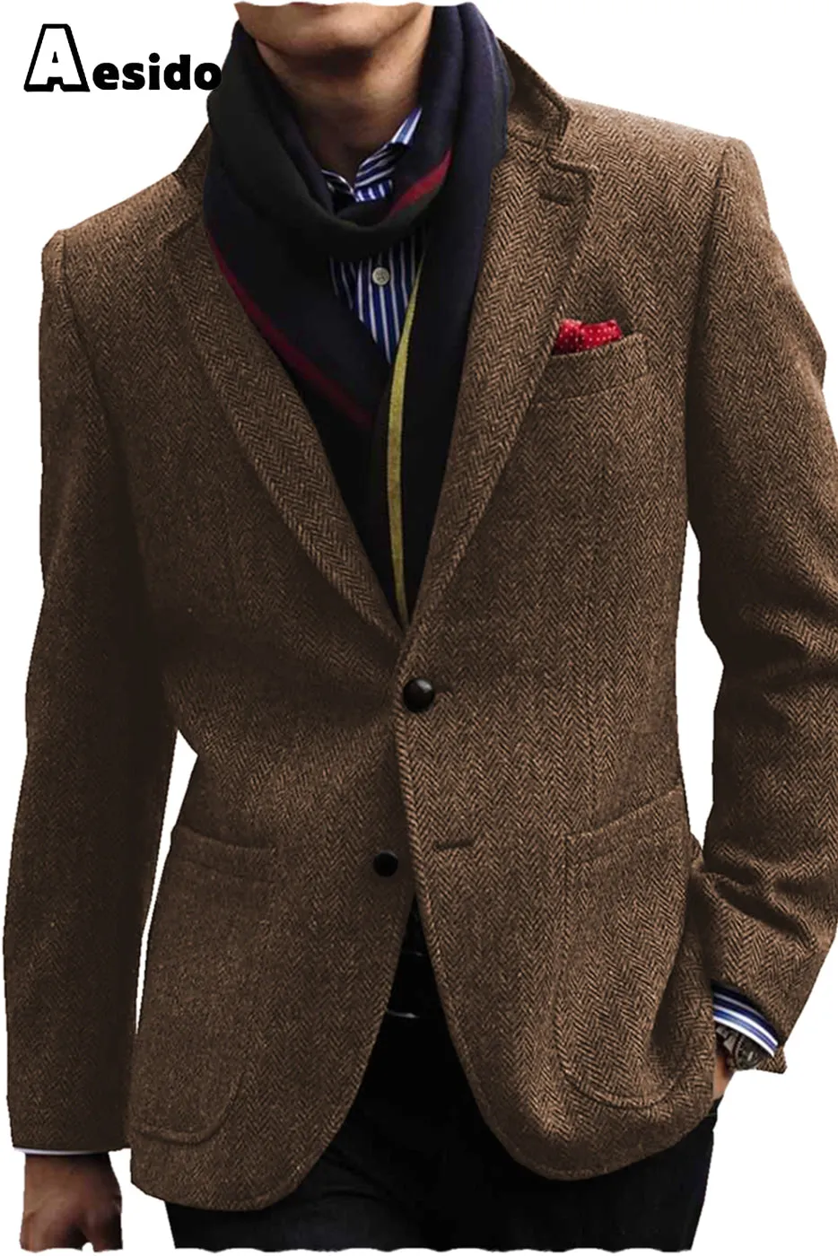 Men's Double Button Notch Lapel Blazer