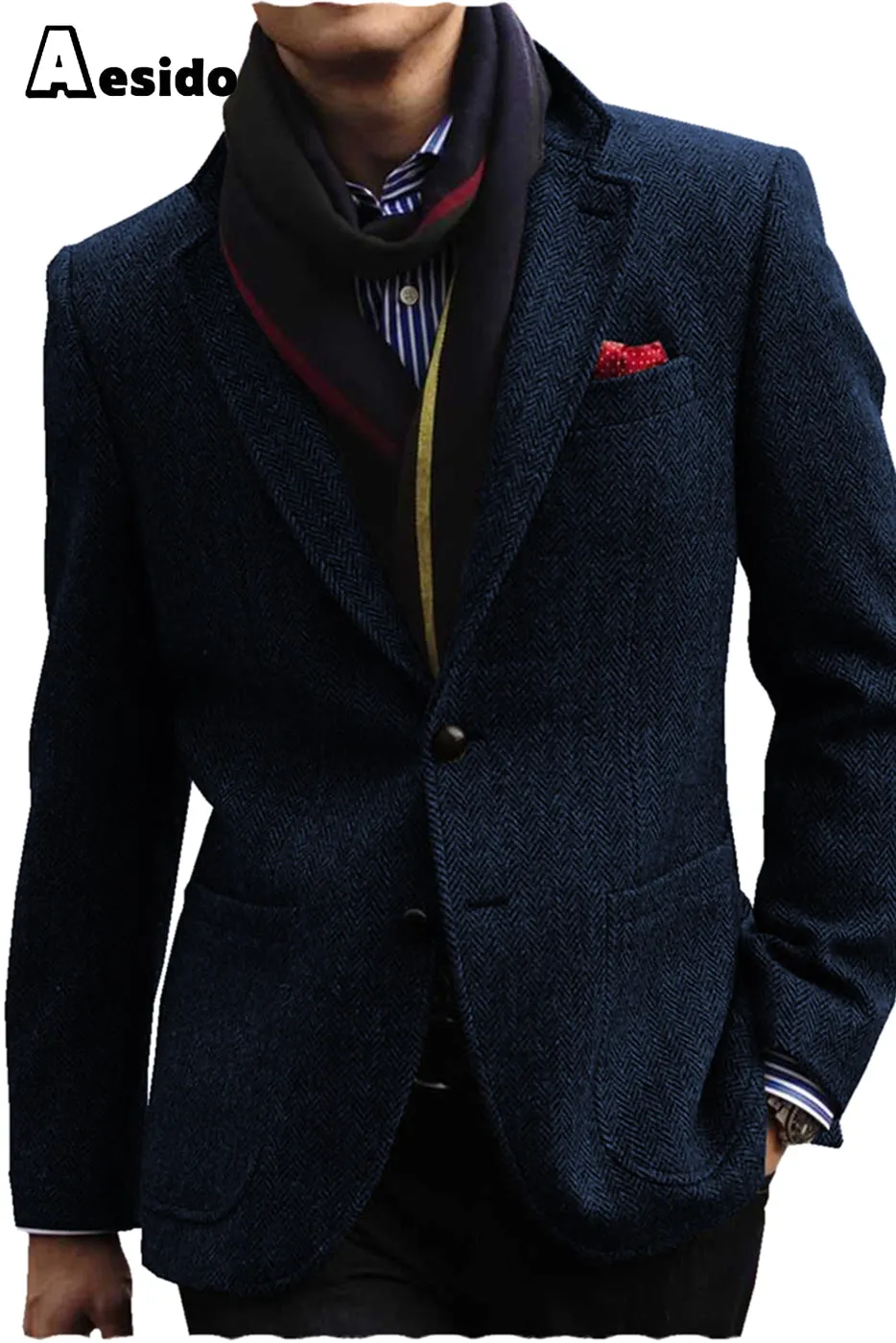 Men's Double Button Notch Lapel Blazer