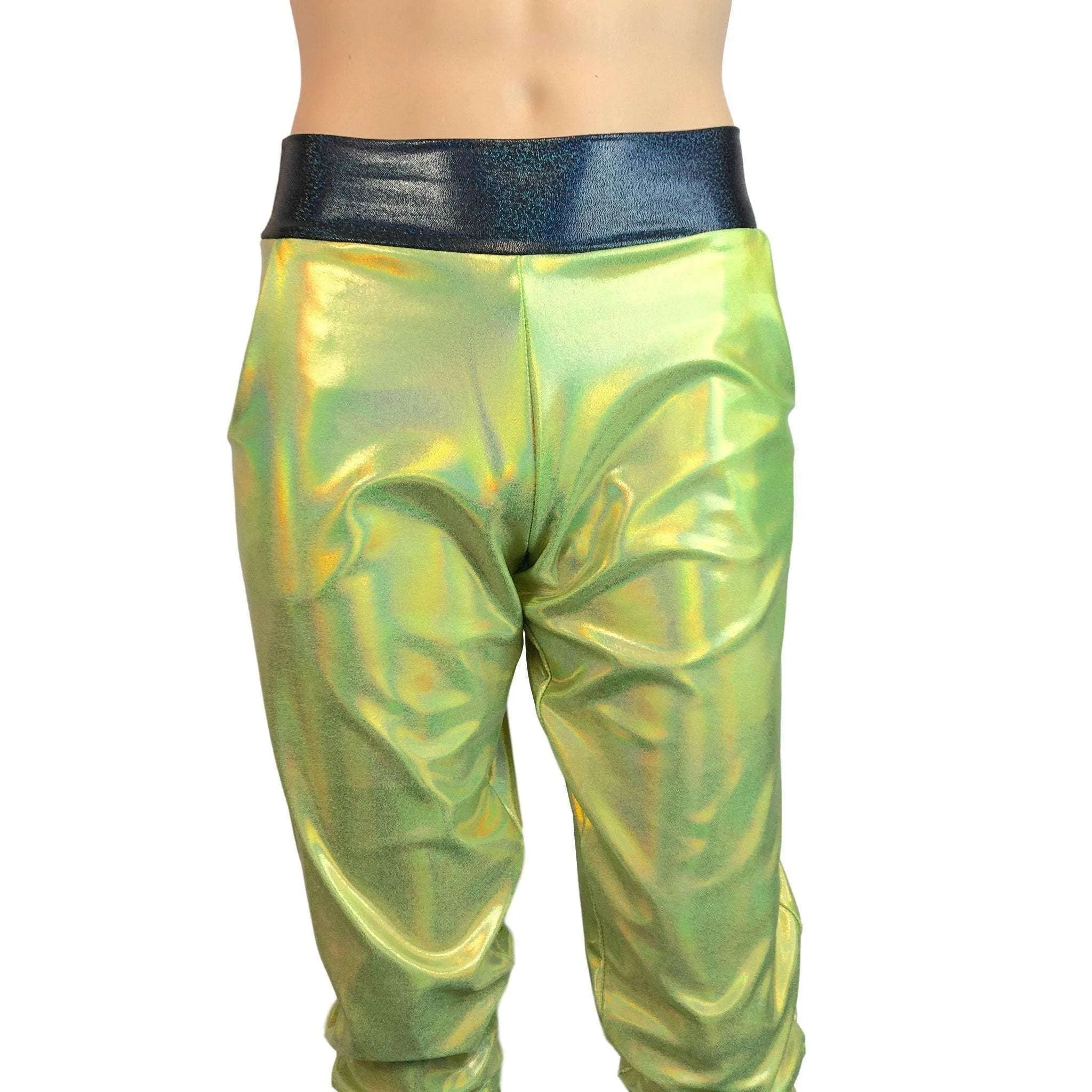 Men's Lime/Black Holographic Mystique Metallic Jogger Pants w/ Pockets