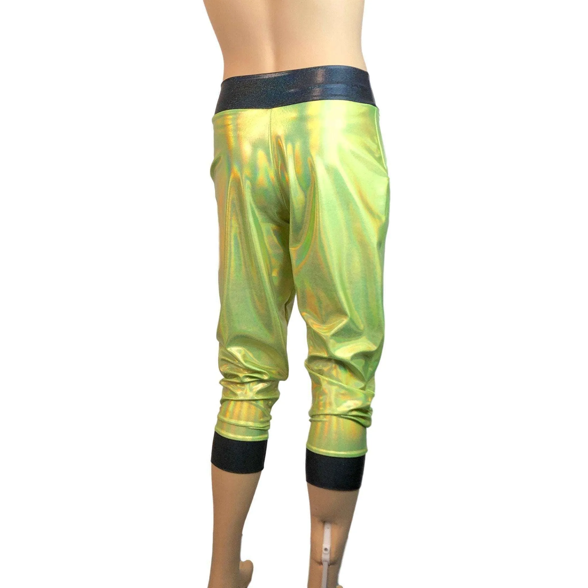 Men's Lime/Black Holographic Mystique Metallic Jogger Pants w/ Pockets