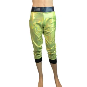 Men's Lime/Black Holographic Mystique Metallic Jogger Pants w/ Pockets