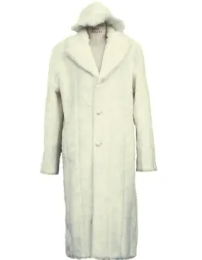 Mens Overcoat - Topcoat For Men - Winter Fabric - Men's Long Length Full Length Overcoat ~ Long men's Dress Topcoat - Winter coat   Matching Hat Off White Ankle length Faux Fur Coat