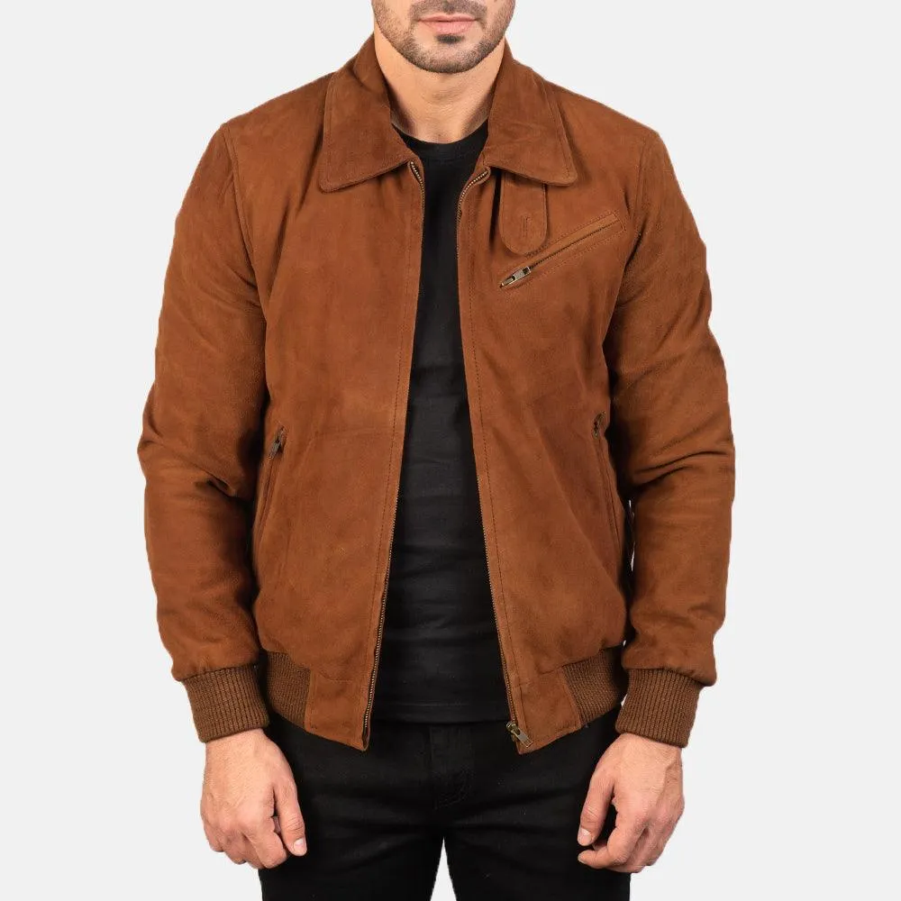 Mens Tan Suede Leather Jacket