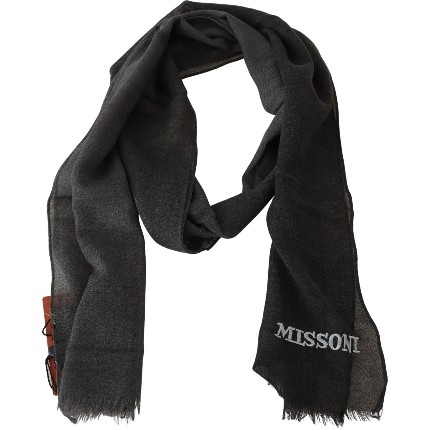 Missoni Elegant Black Wool Scarf with Fringes