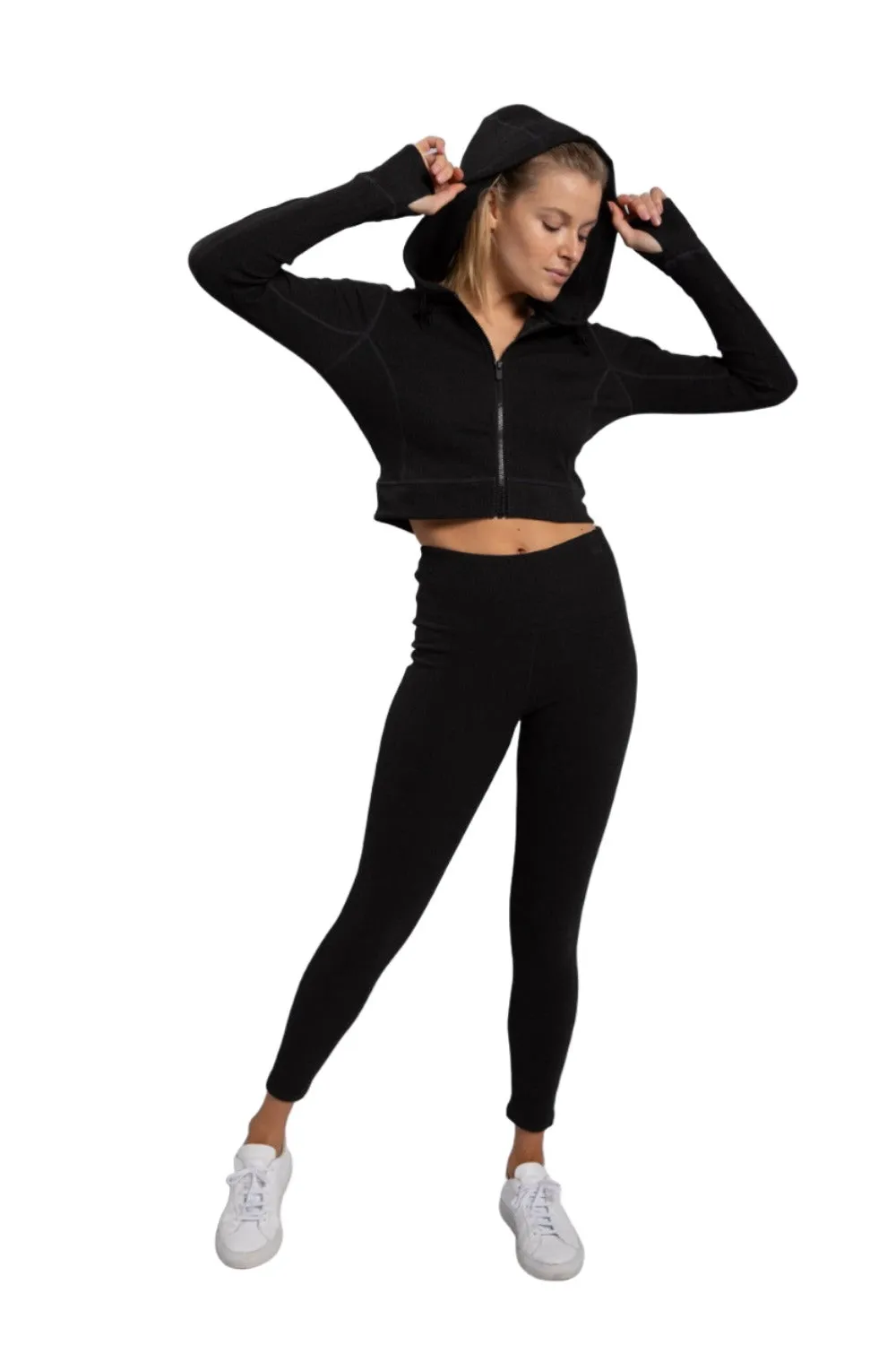 Mono B Cropped Zip Hoodie with Thumbholes AJ-A1061