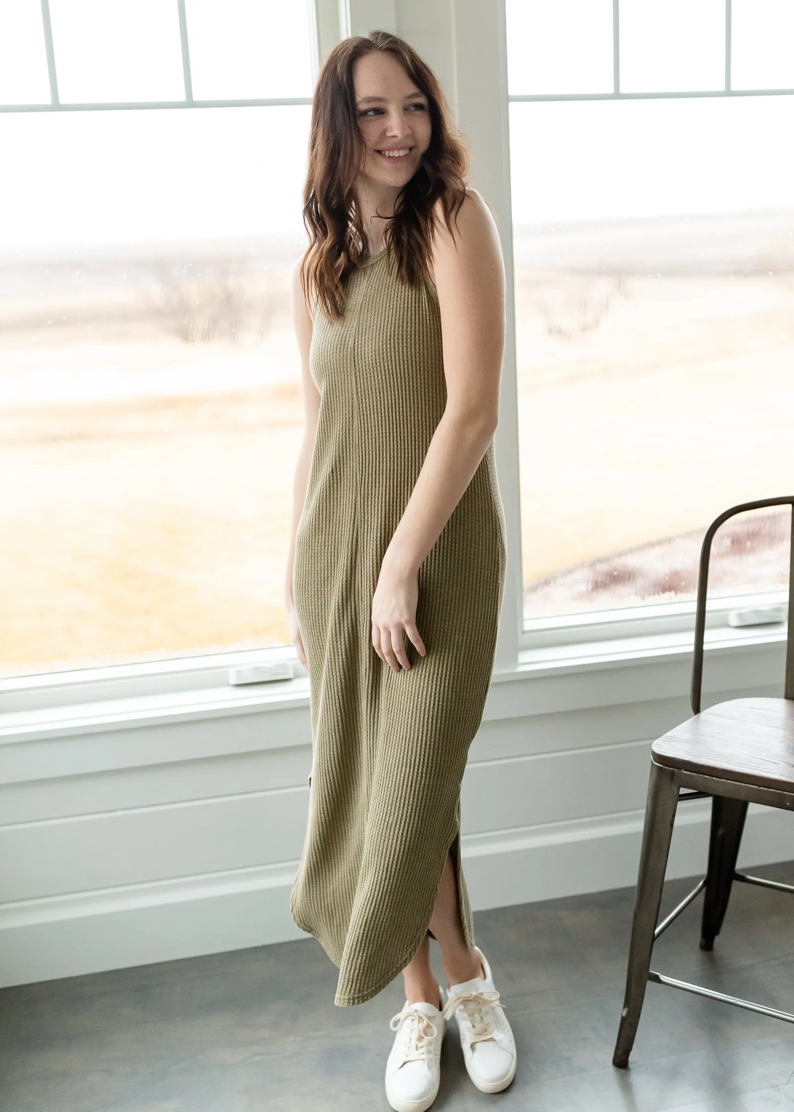 Moss Waffle Knit Maxi Dress - FINAL SALE