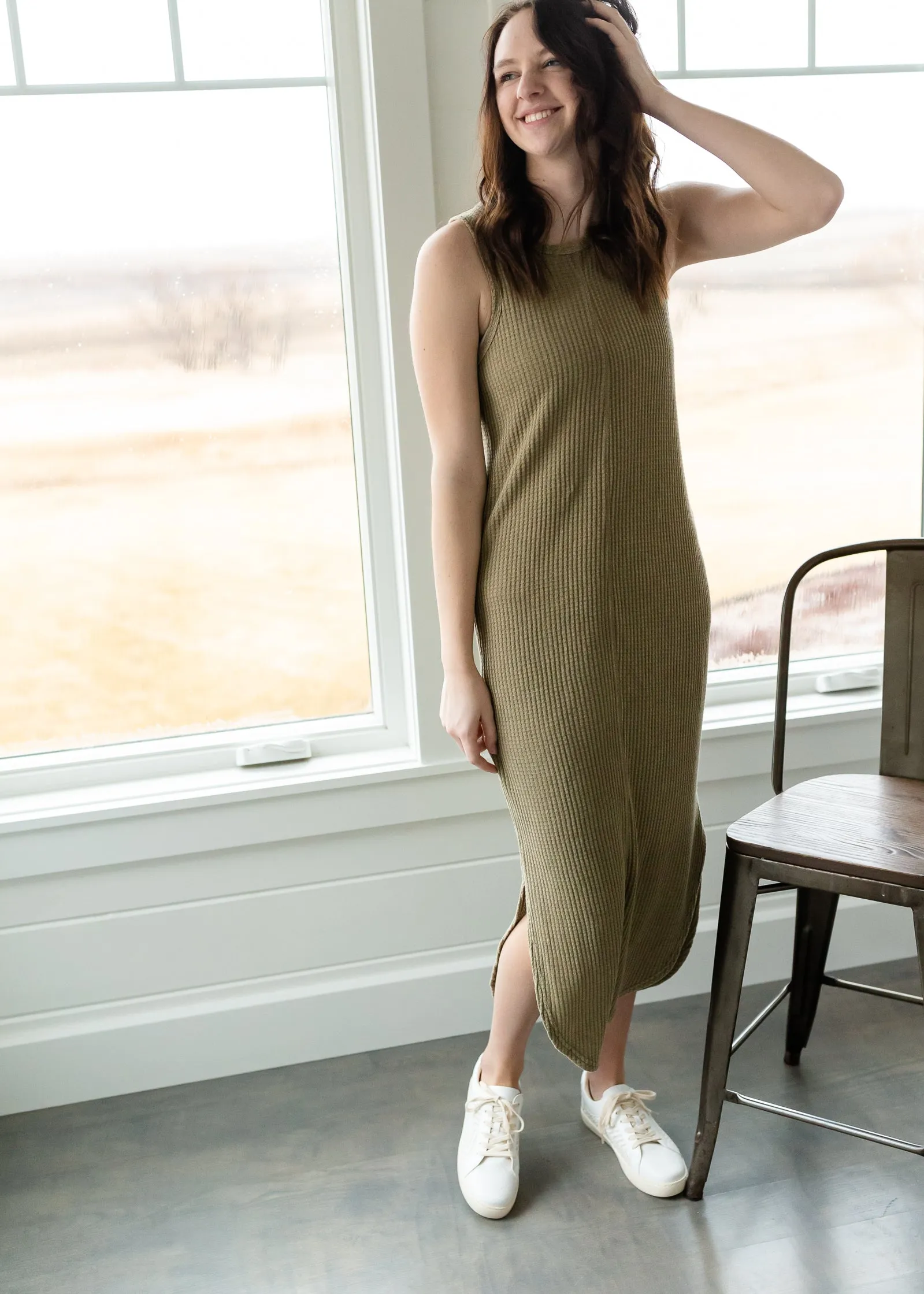 Moss Waffle Knit Maxi Dress - FINAL SALE