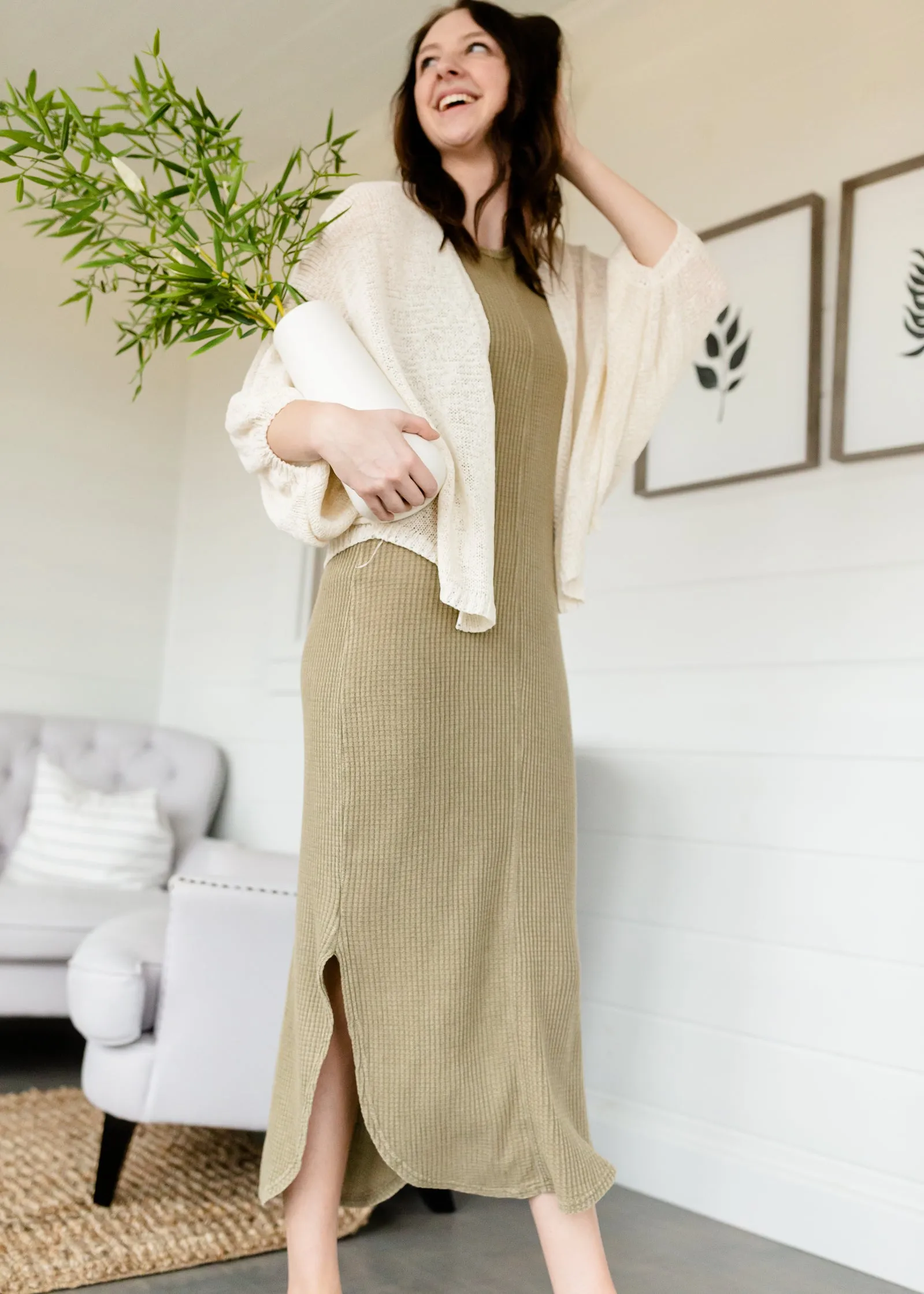 Moss Waffle Knit Maxi Dress - FINAL SALE