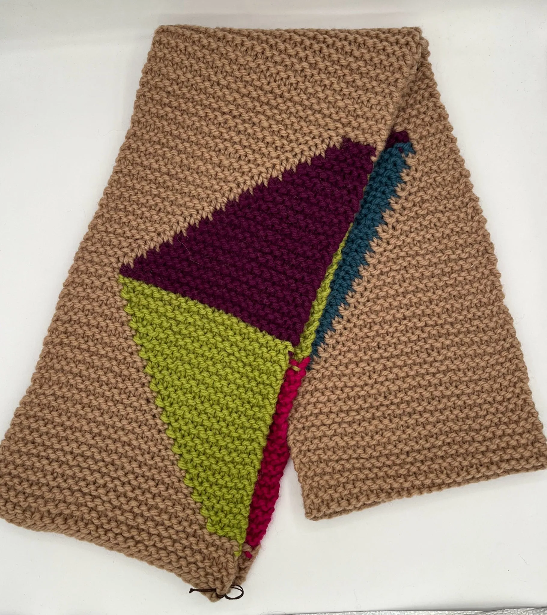 Multi Color Wool Triangles Knit Scarf