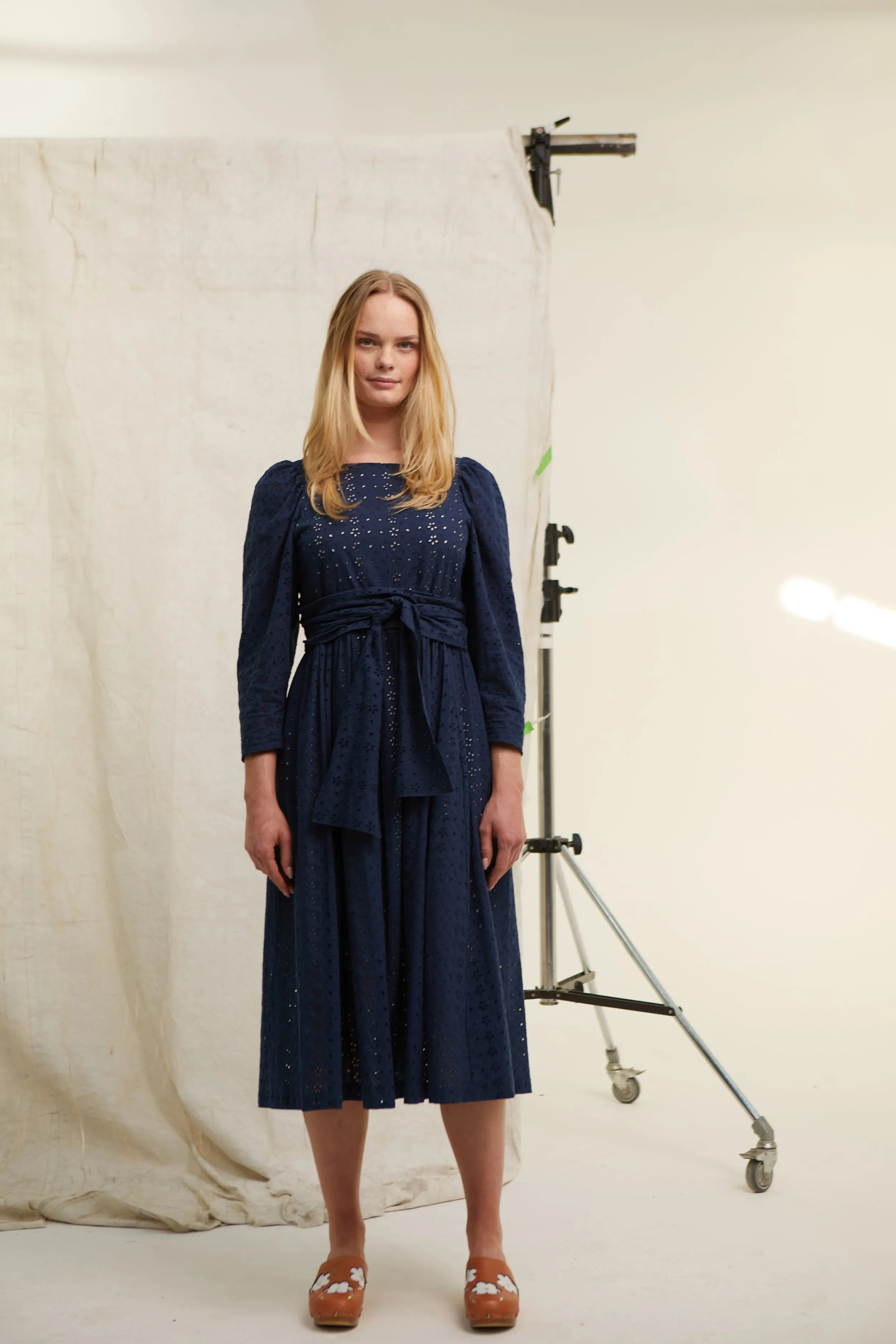 Navy Cotton Broderie Riding House Dress