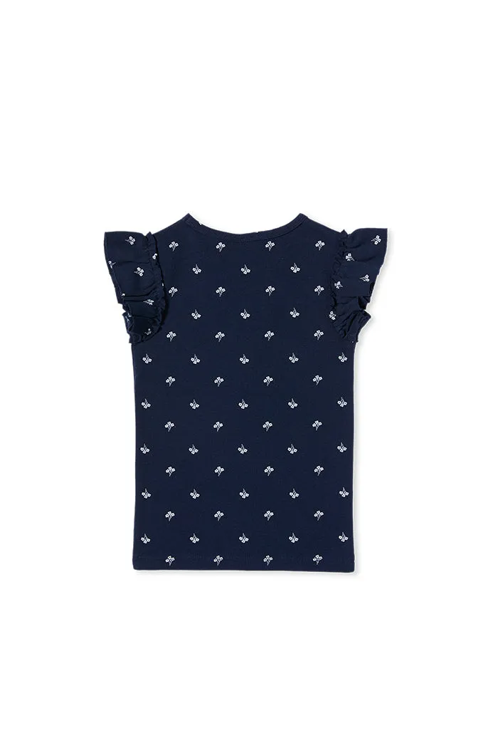 NAVY FLORAL RIB TEE