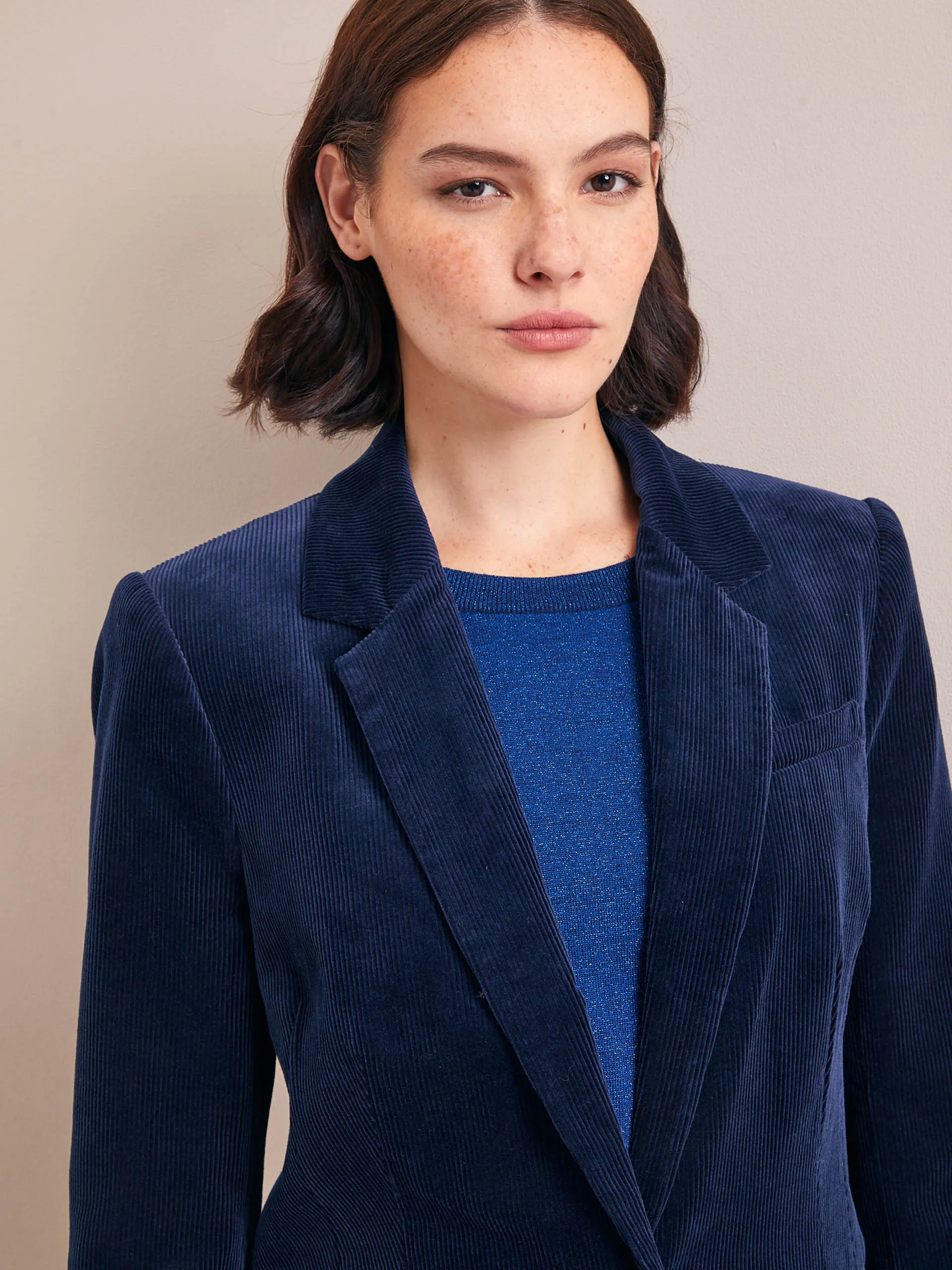 Navy Leo corduroy blazer