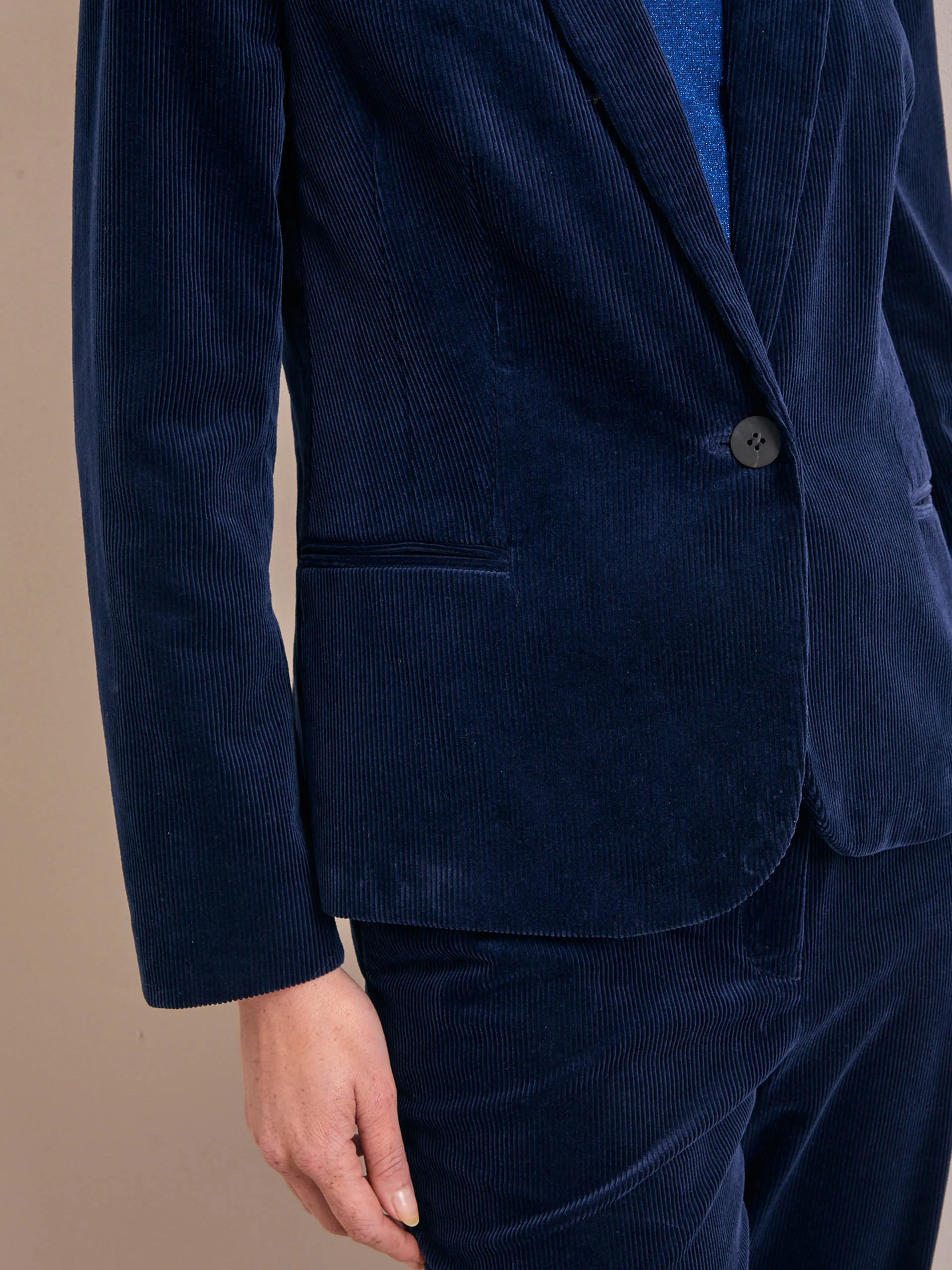 Navy Leo corduroy blazer