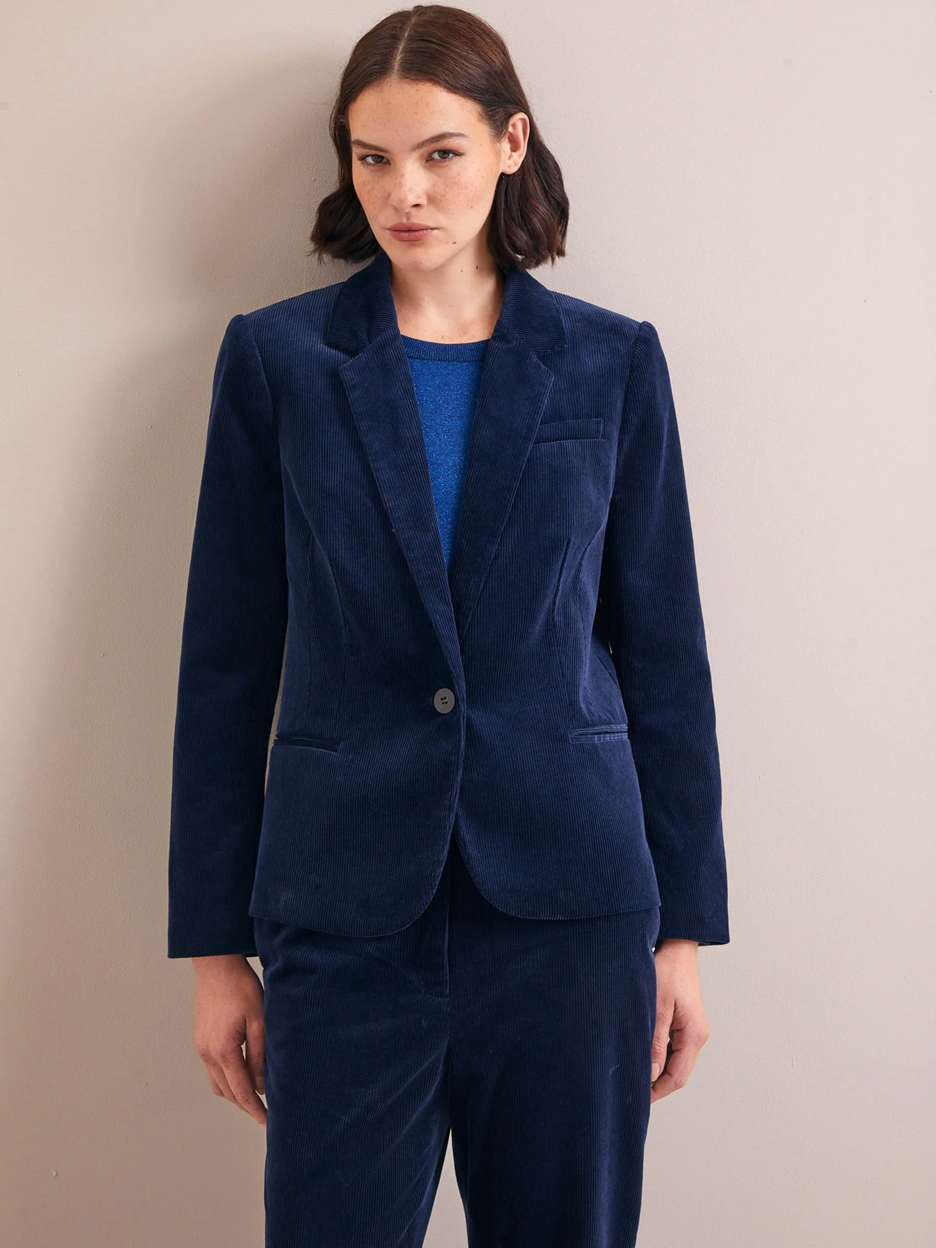 Navy Leo corduroy blazer