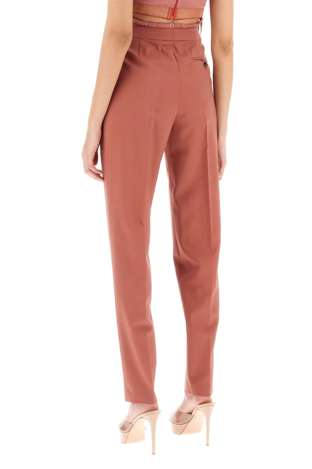 Nensi dojaka cool virgin wool pants with heart-shaped details