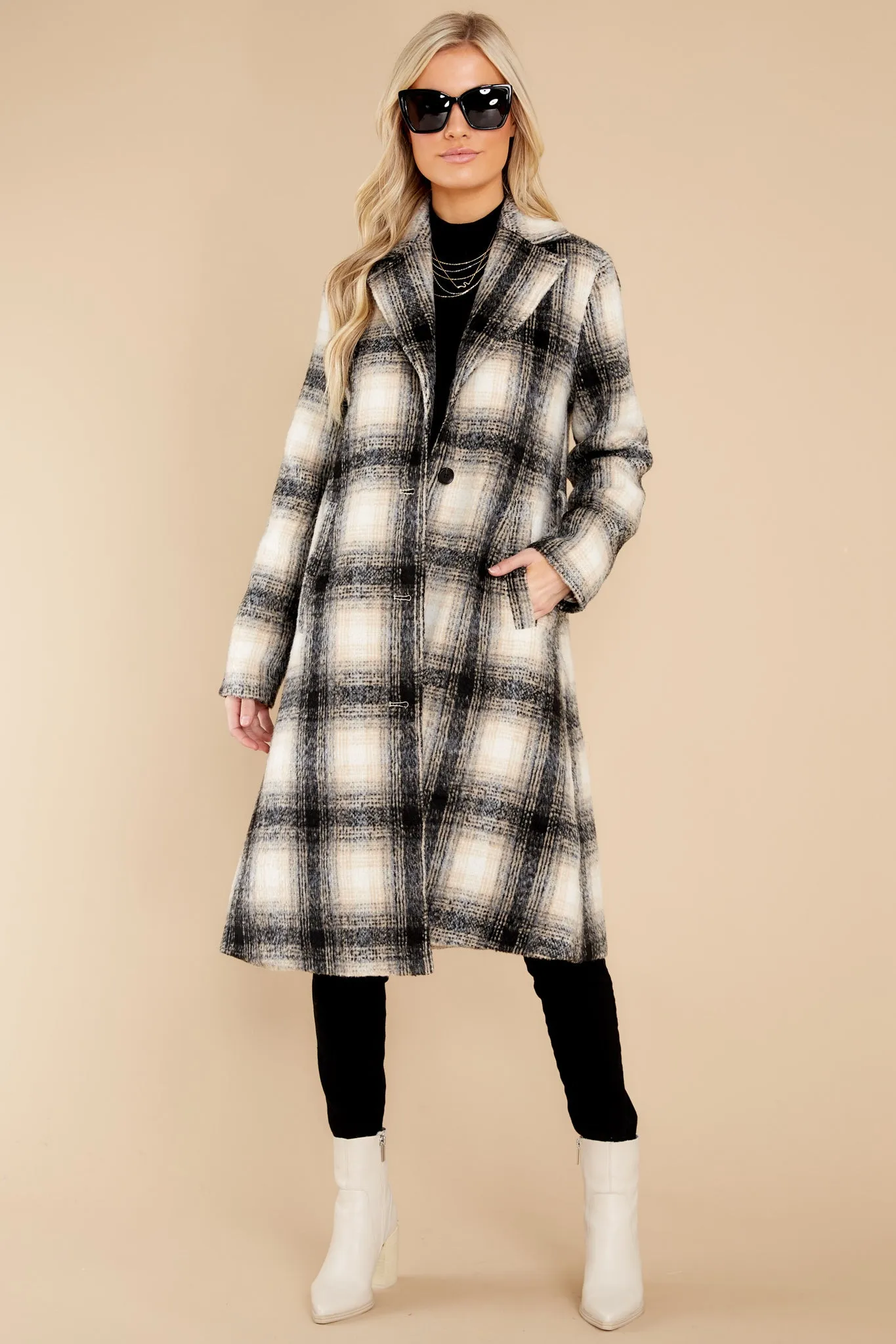 Never Too Cold Beige Plaid Coat