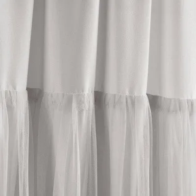 New - Set of 2 (84"x40") Tulle Skirt Solid Window Curtain Panels Light Gray - Lush Décor