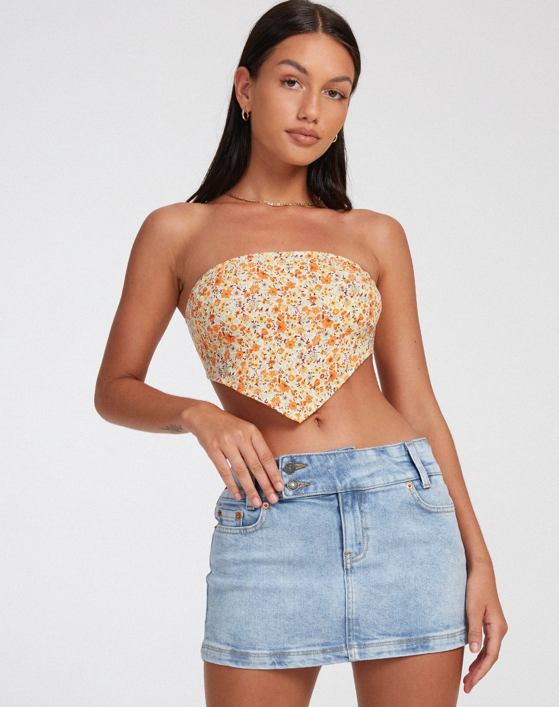 Nolda Crop Top in Ditsy Tangerine