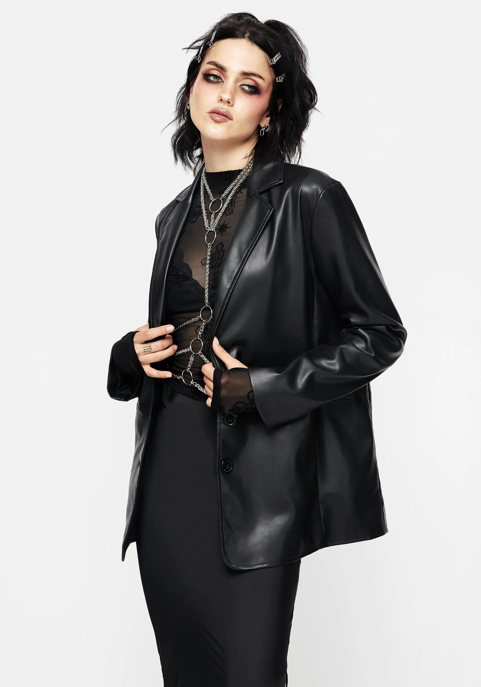 Oracle Faux Leather Blazer