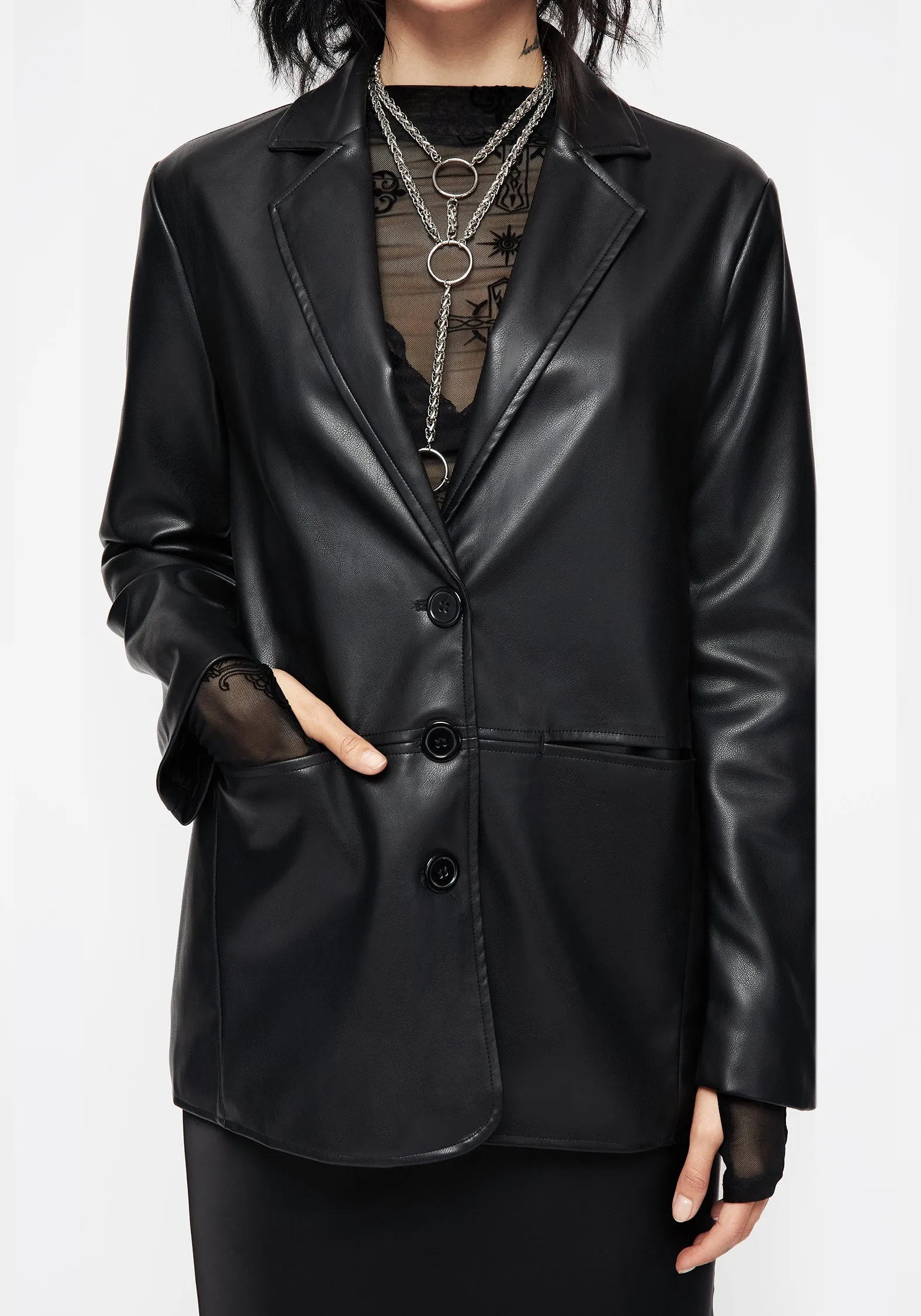 Oracle Faux Leather Blazer