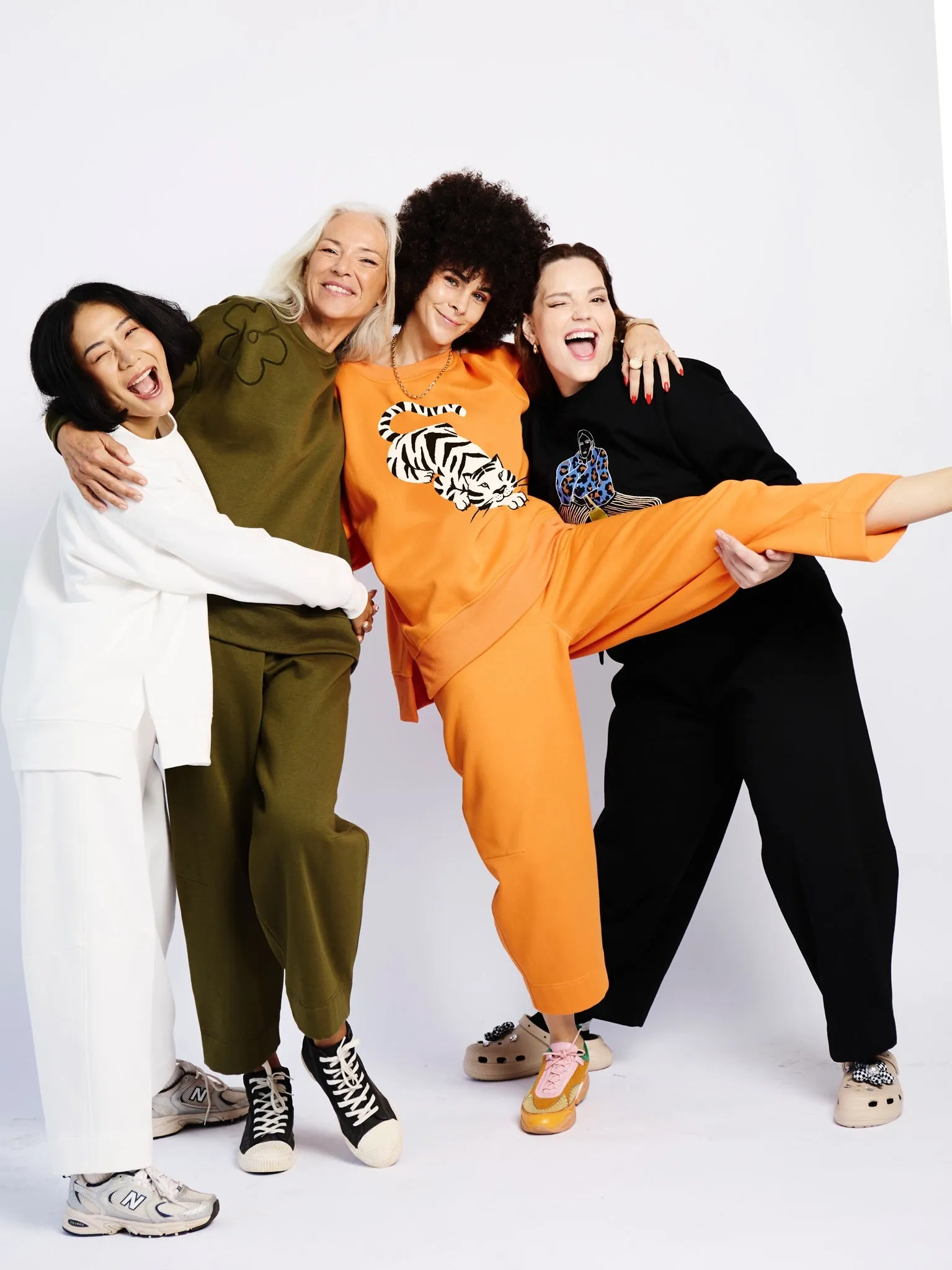 Orange Sweat Top with Tiger Print