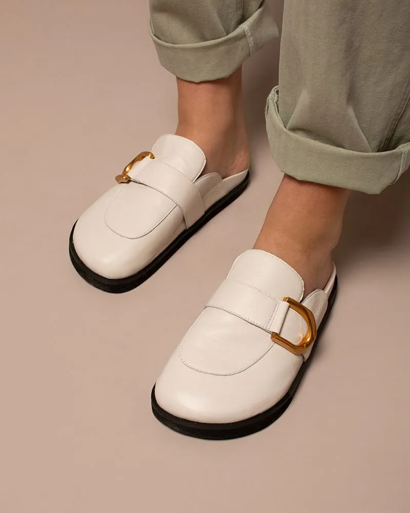 Paris Leather Mule - Vanilla