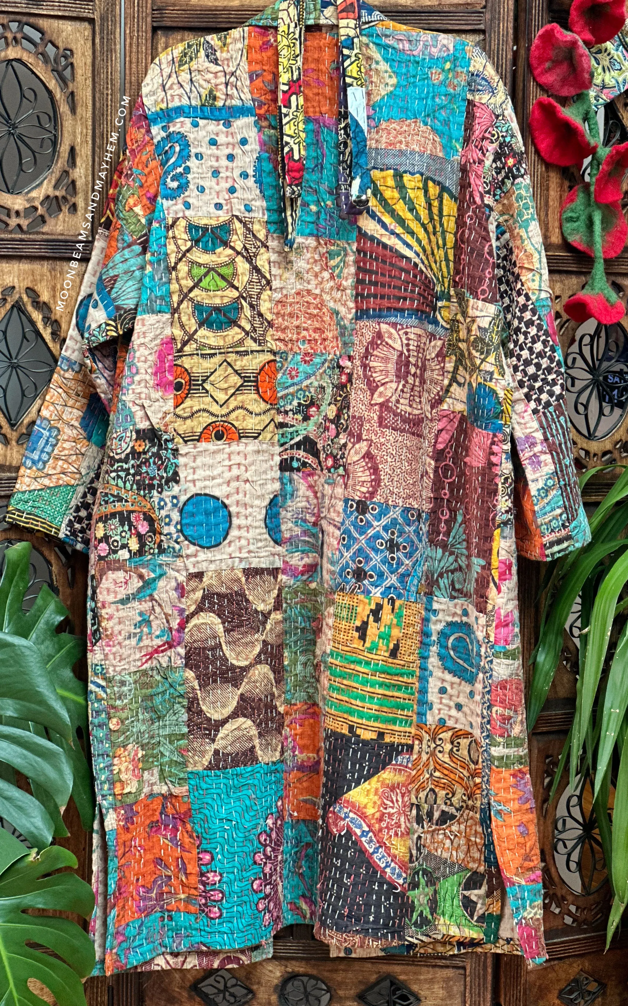 PATCHWORK FRIDA KANTHA COAT / DUSTER SIZE  XL (OF131)