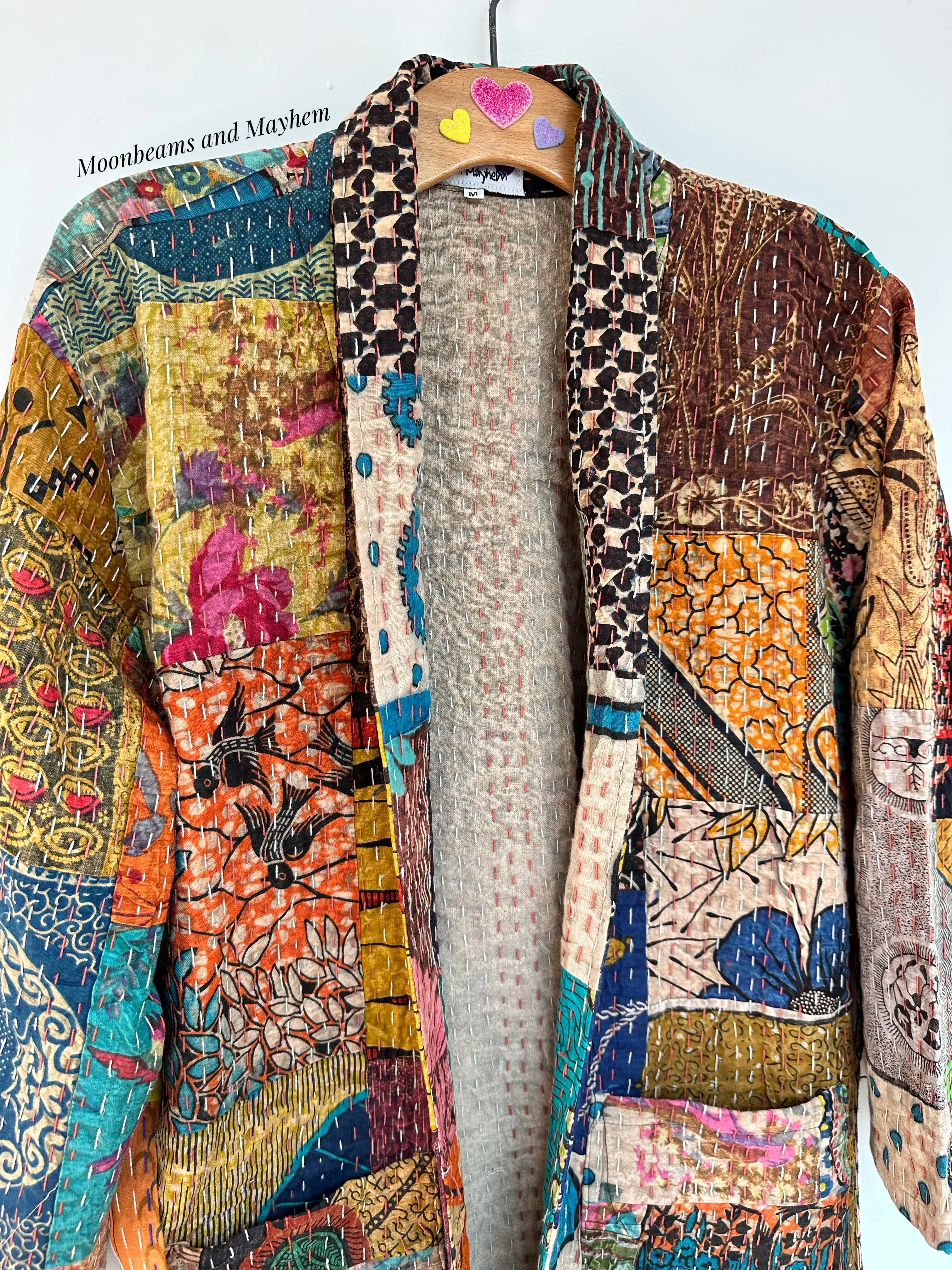 PATCHWORK FRIDA KANTHA COAT / ROBE SIZE M (OF113)