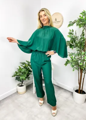 Pleated Cape Style Jumpsuit