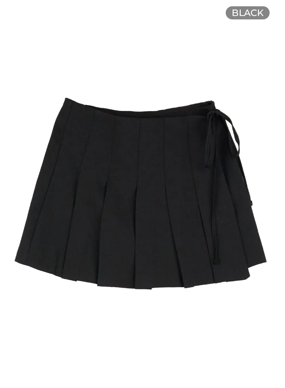 Pleated Solid Mini Skirt OU428