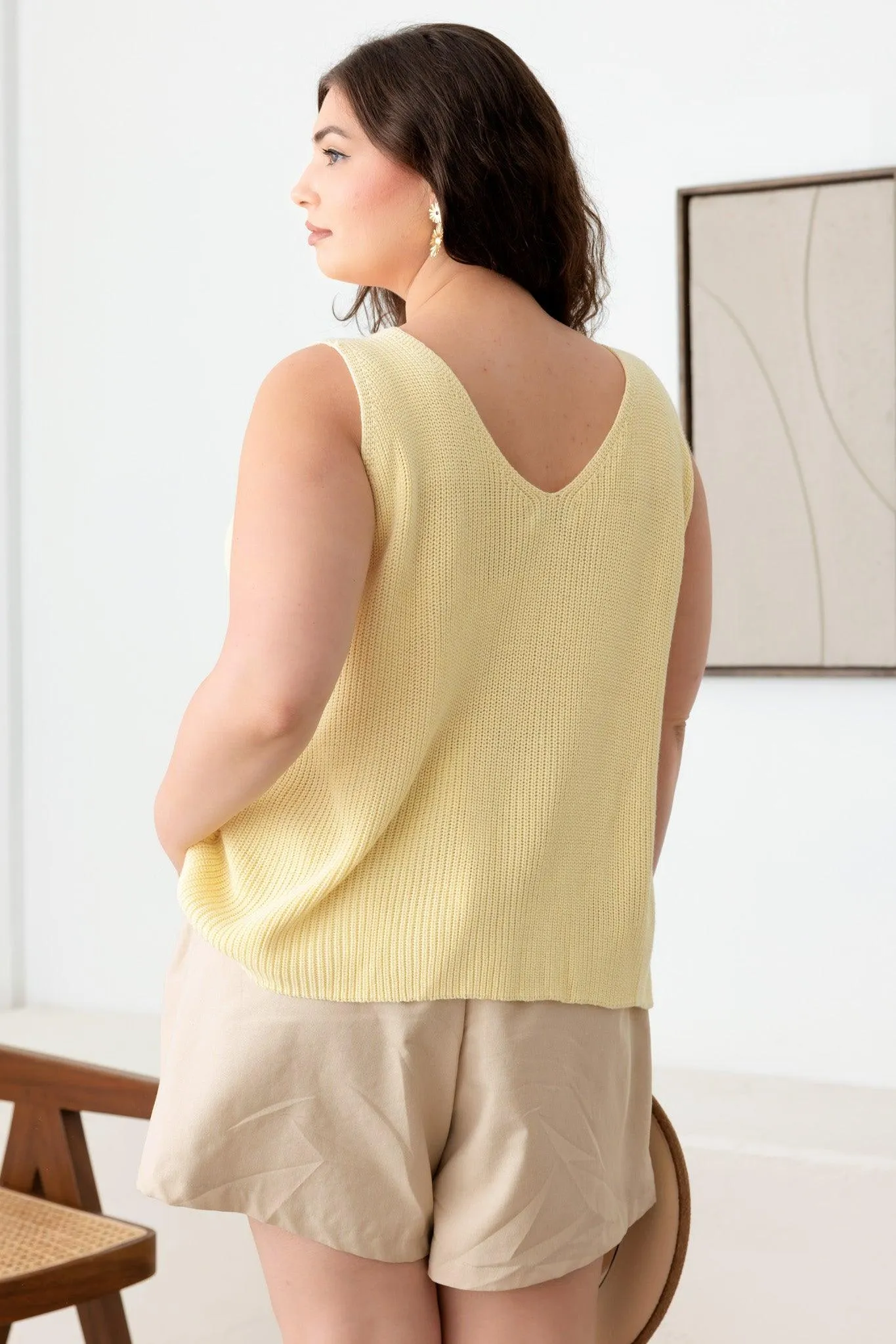 Plus Size Sleeveless V-Neck Sweater Top