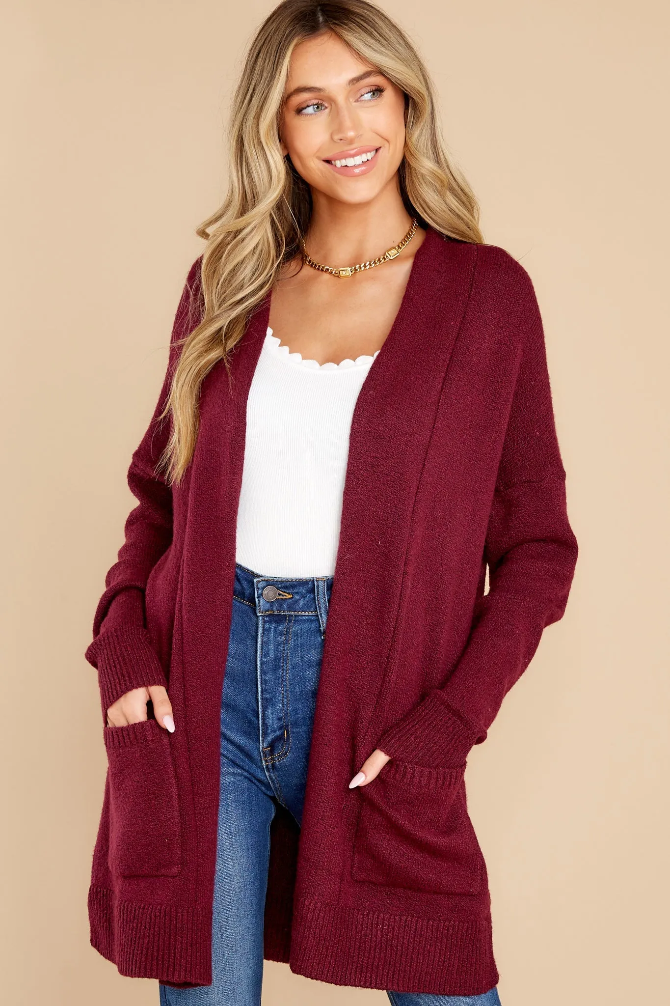 Pocketful Of Fun Times Berry Cardigan