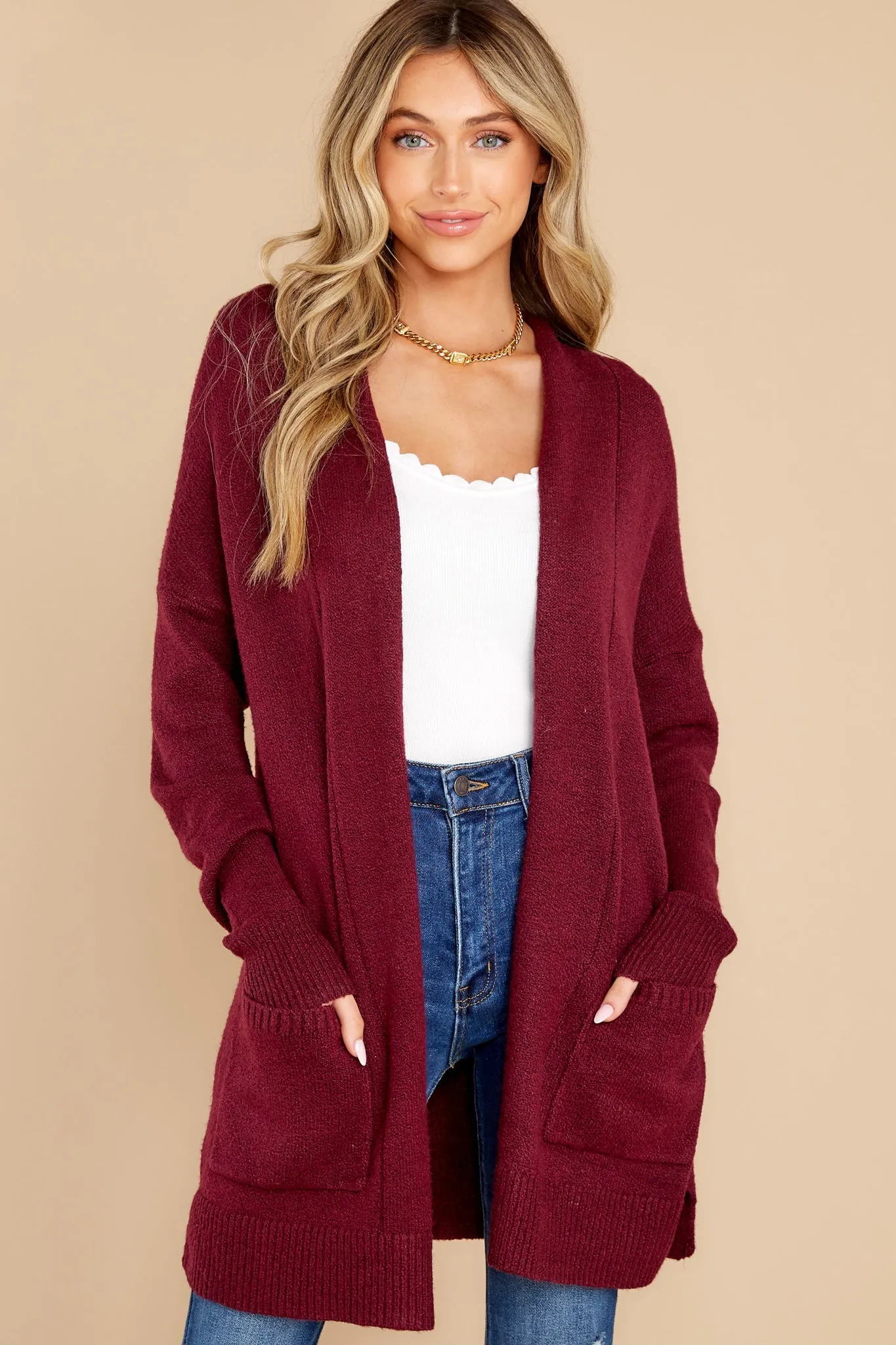 Pocketful Of Fun Times Berry Cardigan