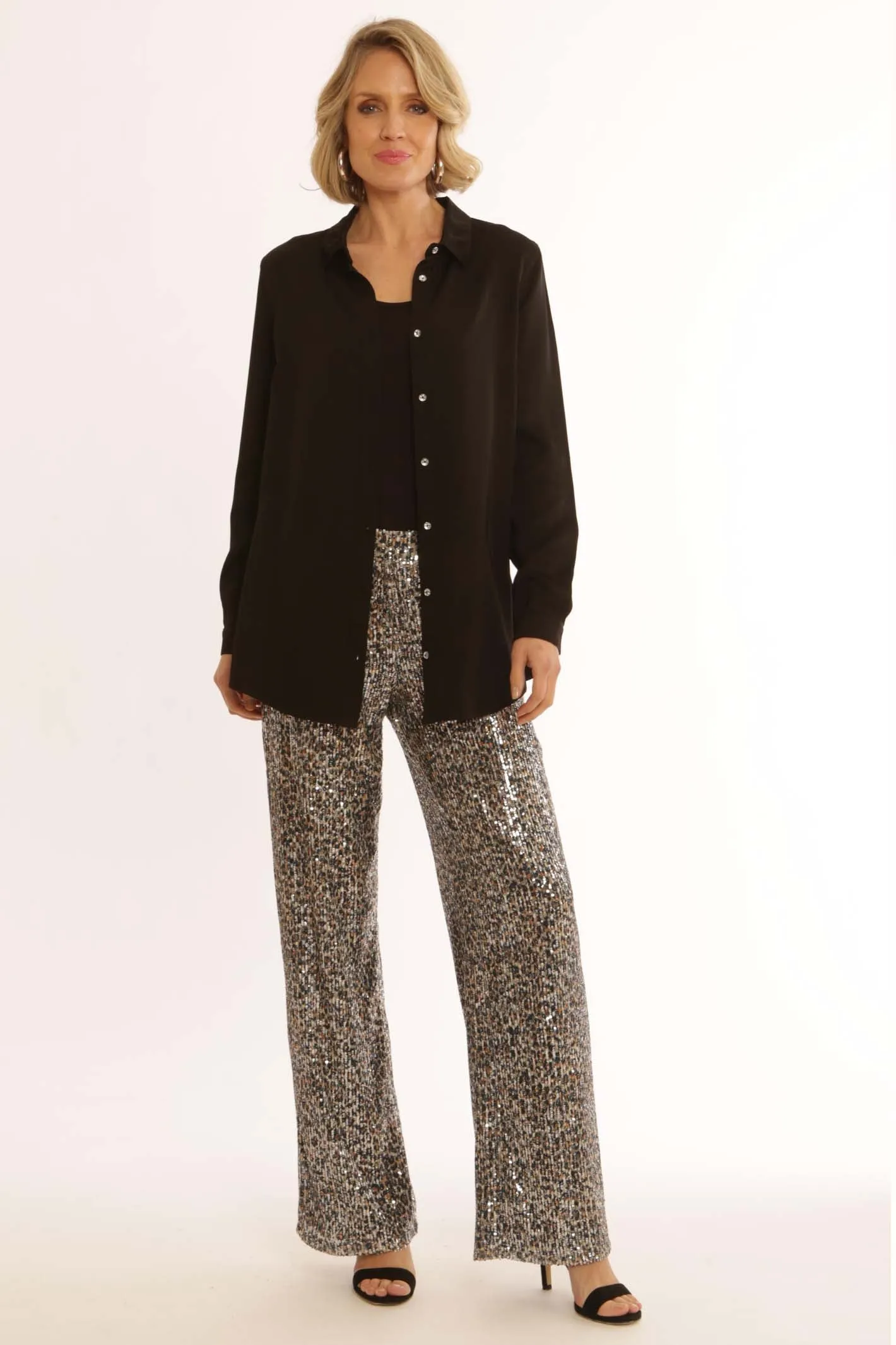 Pomodoro Clothing Leopards Sequin Trousers 62455A