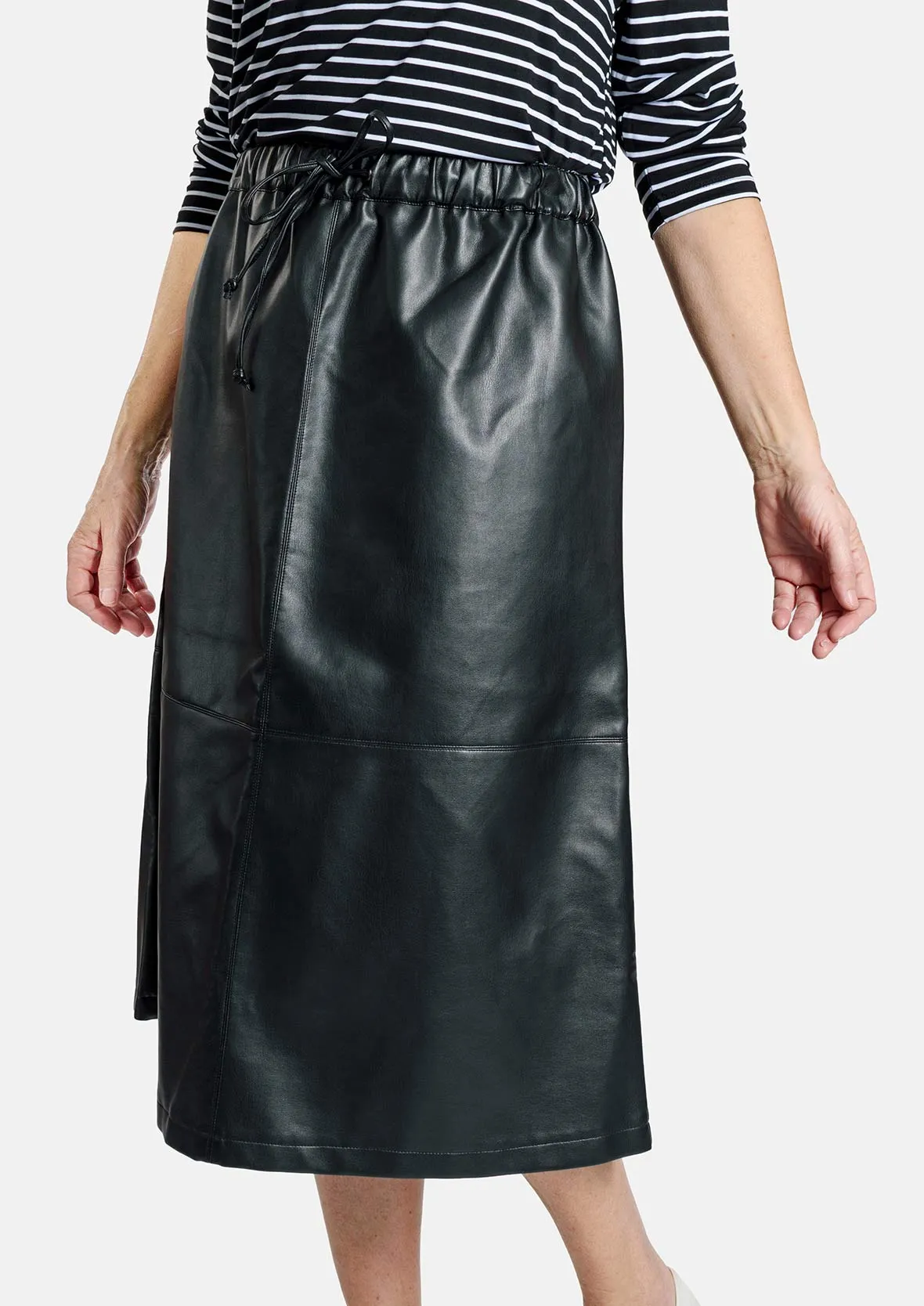 PU Leather Midi Skirt