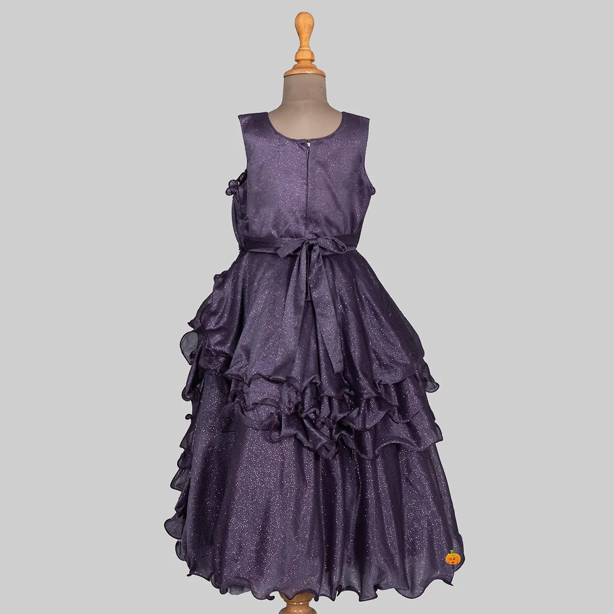 Purple Floral Pattern Girls Gown