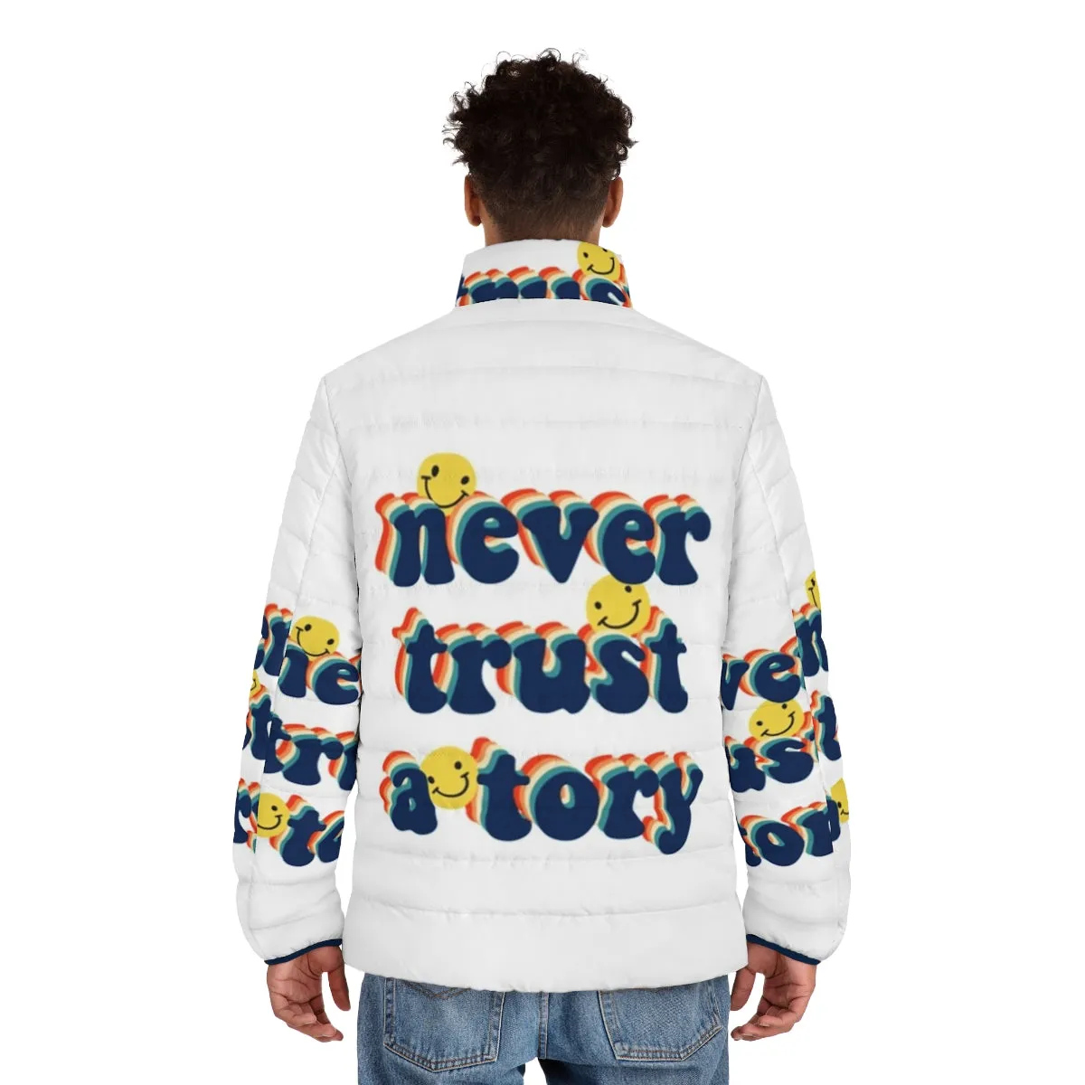 "Anti-Tory Puffer Jacket: Never Trust a Tory"