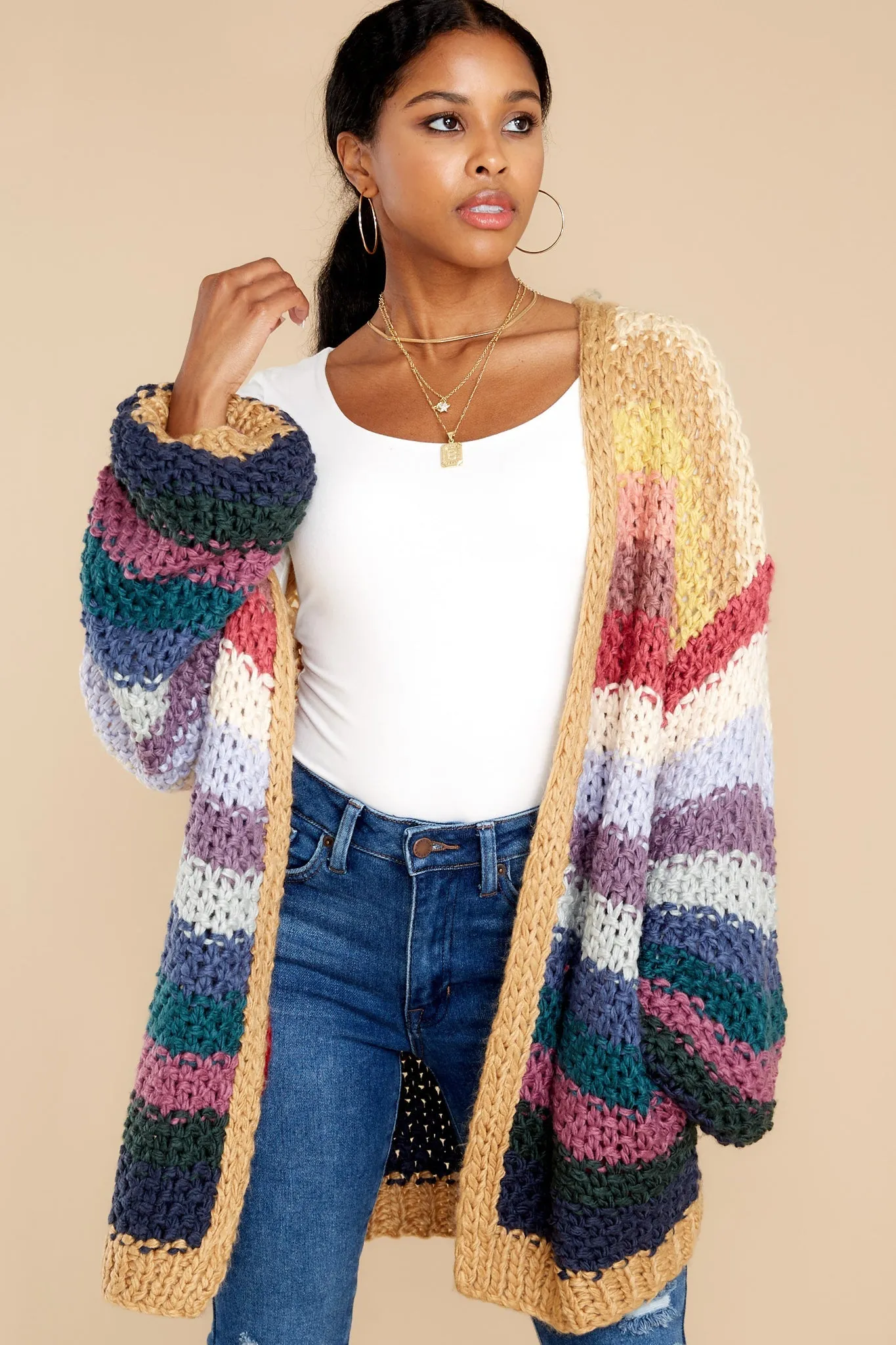 Rainbow Valley Tan Multi Cardigan